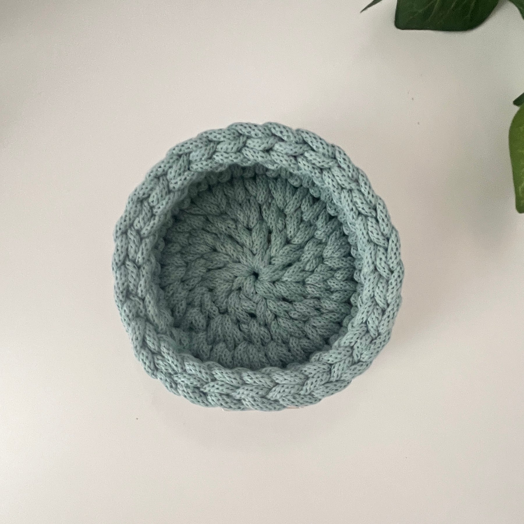 Mini basket - crocheted - colour Duck Egg Blue
