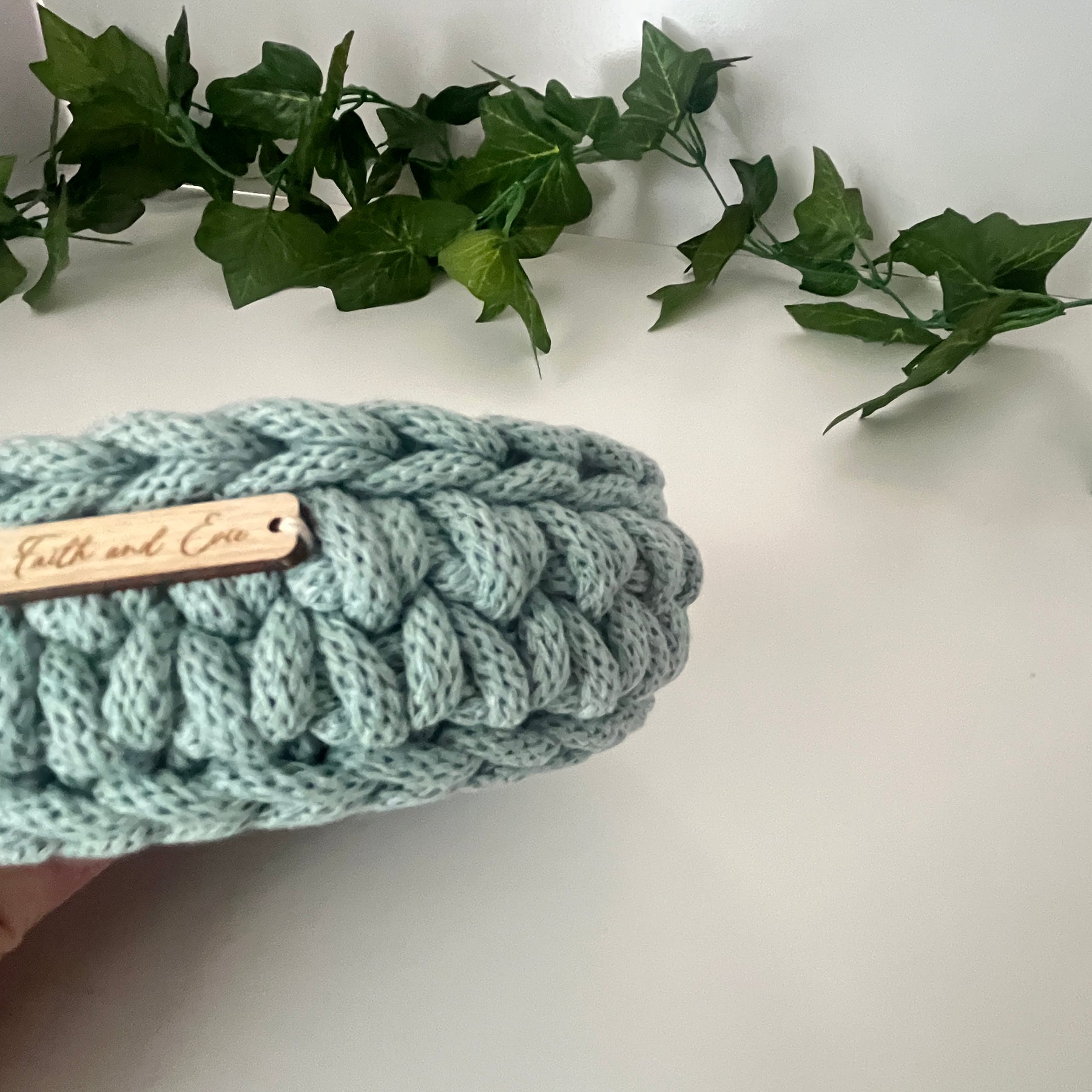 Mini basket - crocheted - colour Duck Egg Blue