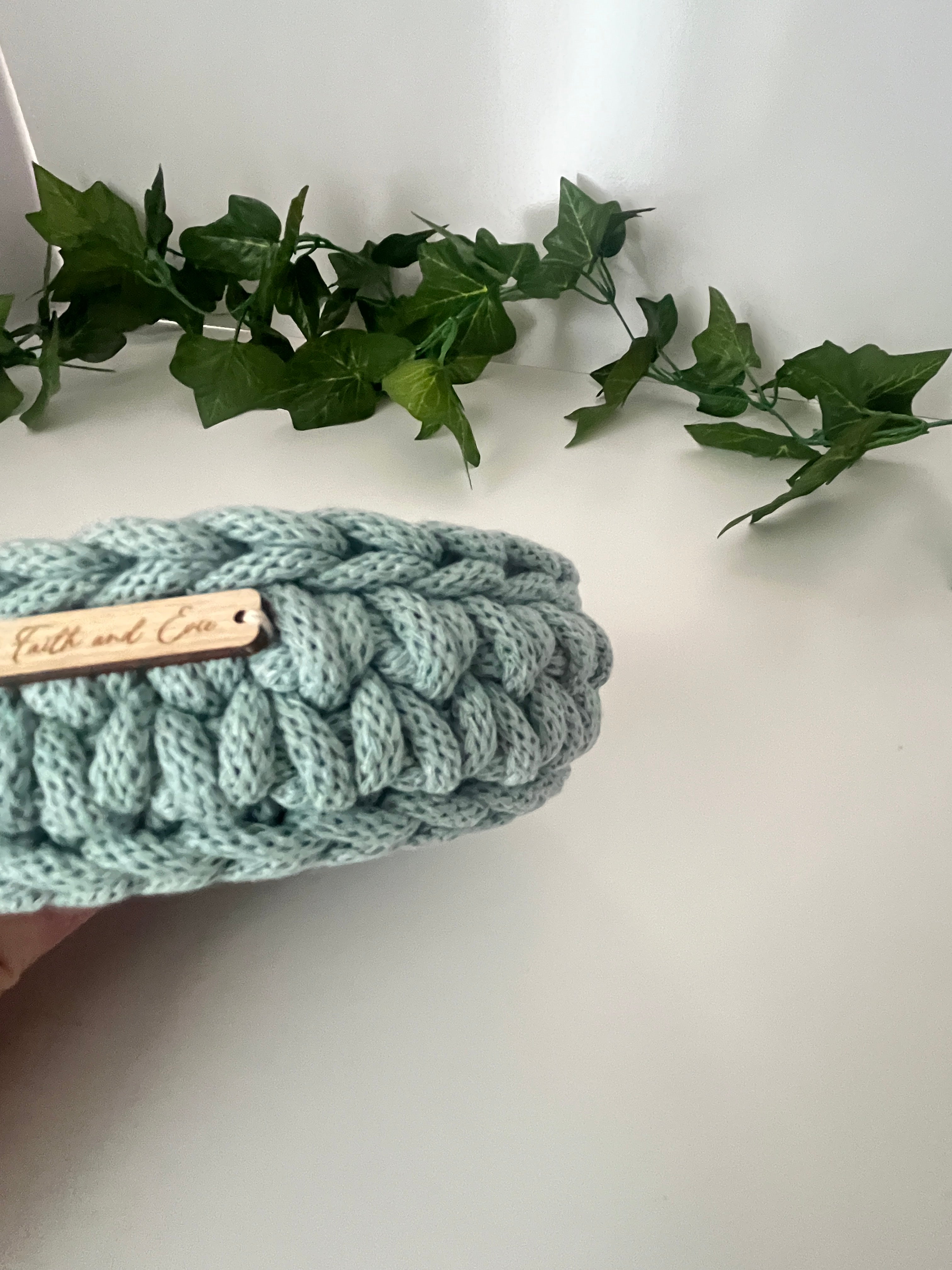 Mini basket - crocheted - colour Duck Egg Blue