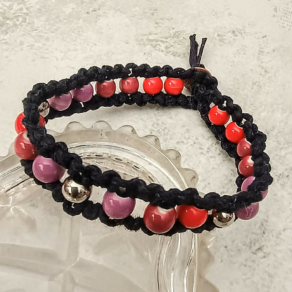 Eco-friendly Beaded Macrame Bangles/Bracelets with Loop Closure