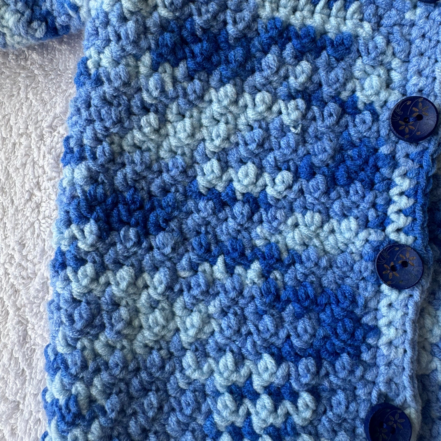 Baby Cardigan Blue Variegated Milk Cotton Size 000