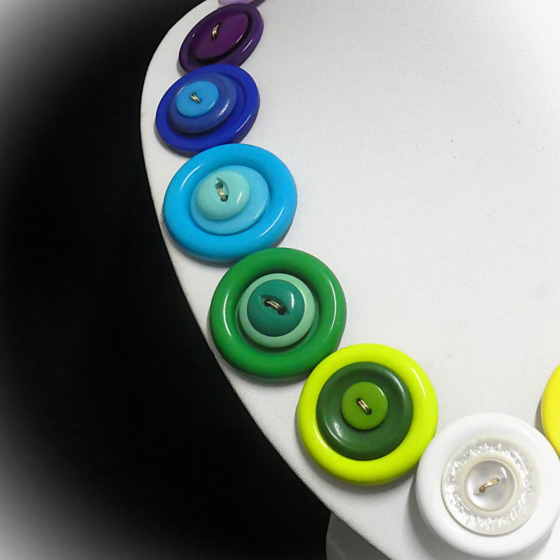Colorful button necklace and earrings - Rainbow Connection