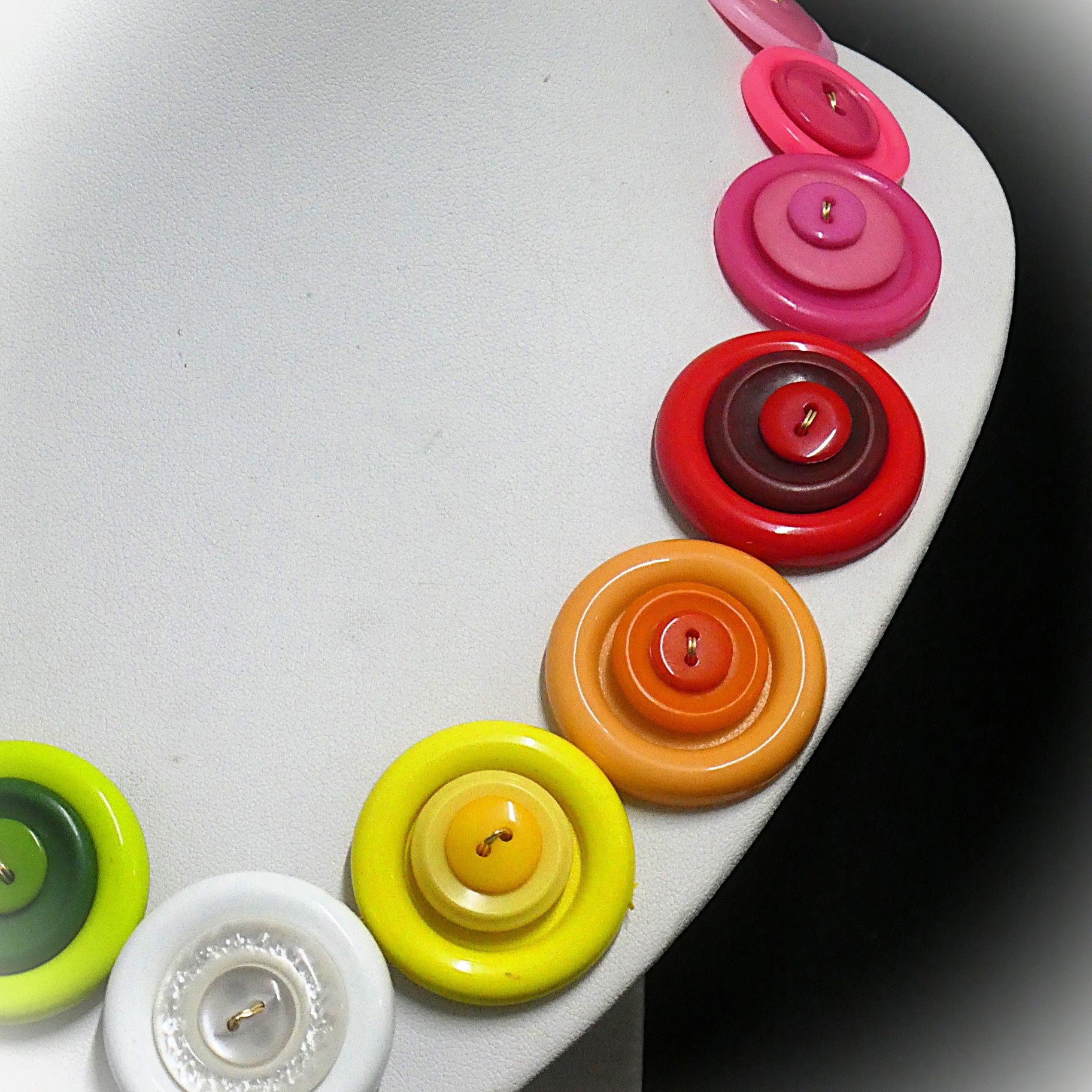 Colorful button necklace and earrings - Rainbow Connection