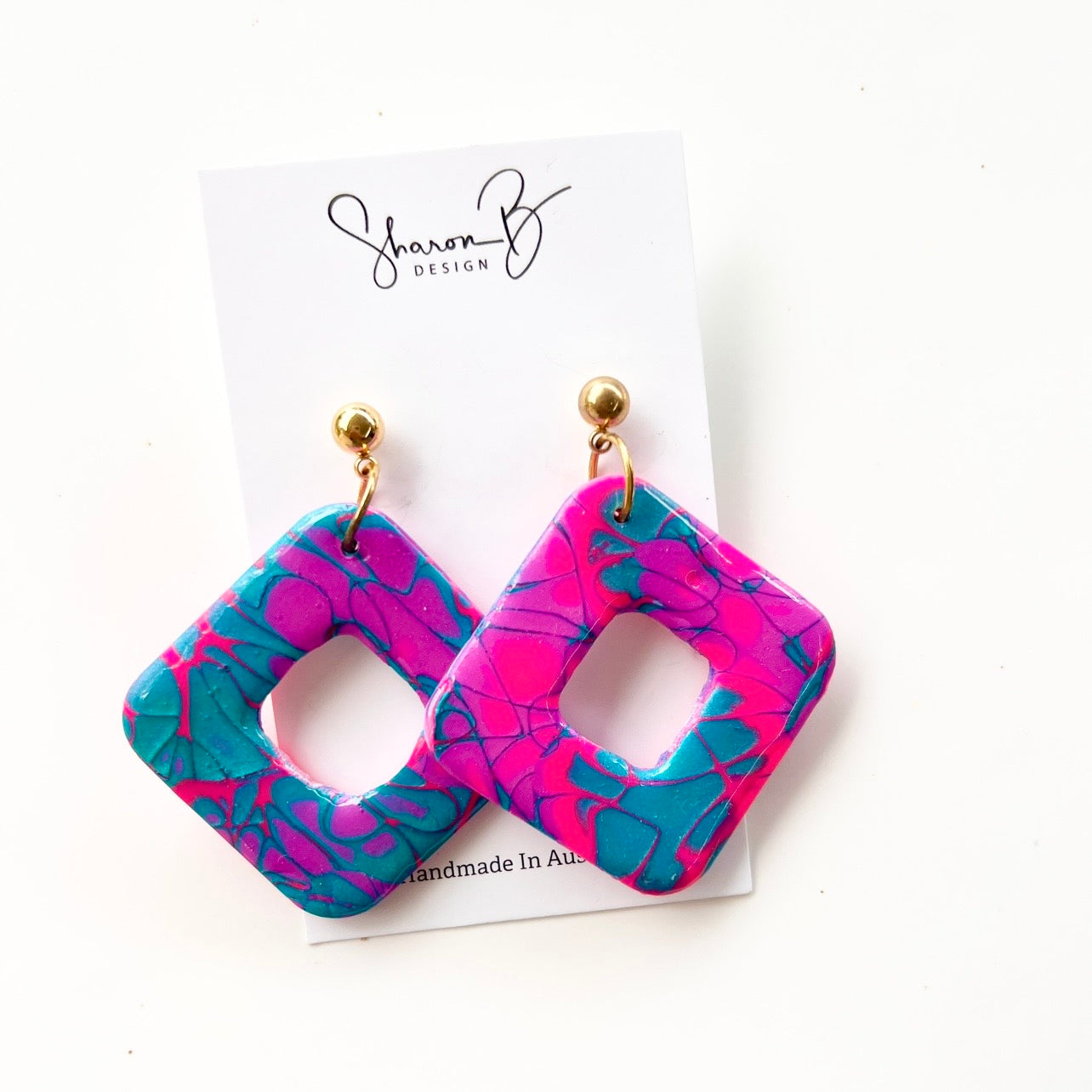 Earrings ~Polymer Clay Mokume Gane Dangles~Resin Finish