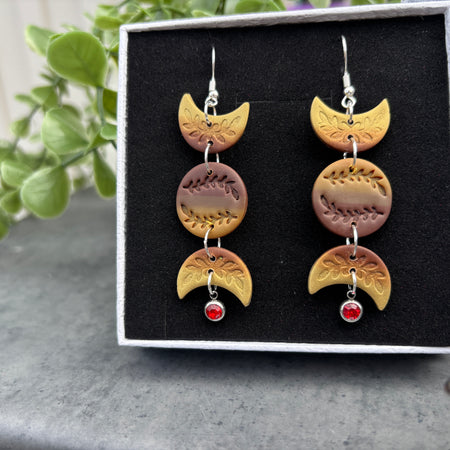 Golden Moon Botanical Polymer Clay Earrings