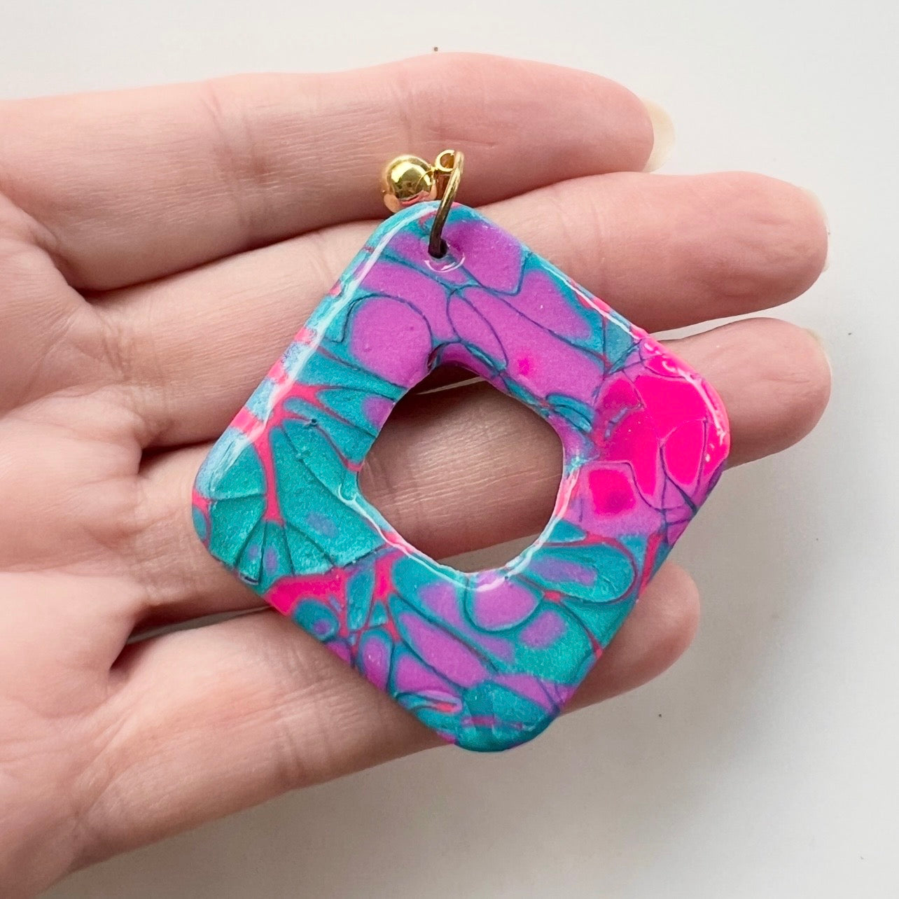 Earrings ~Polymer Clay Mokume Gane Dangles~Resin Finish