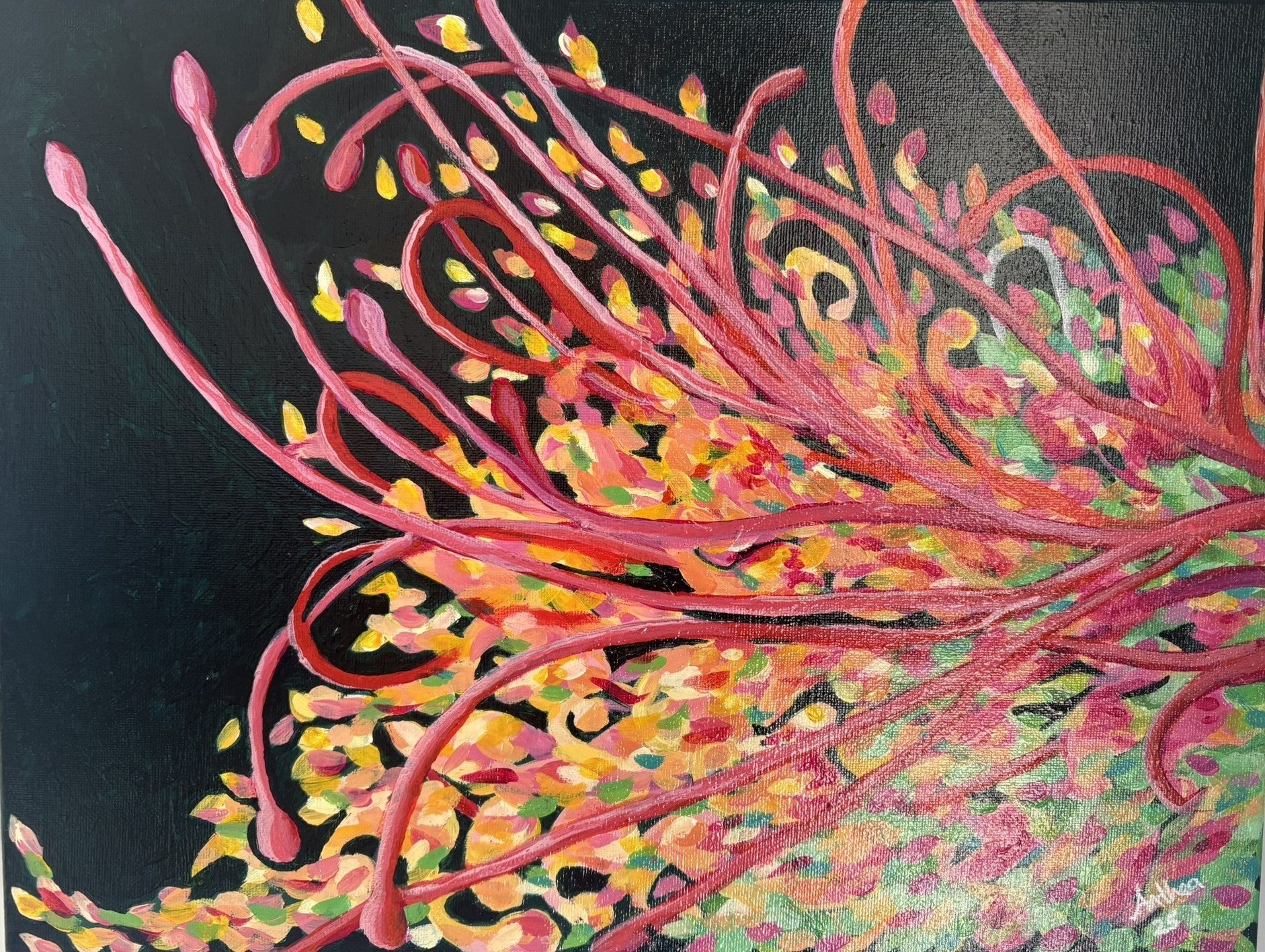 Grevillea Flow - Original Acrylic Painting Australian Native Grevillea