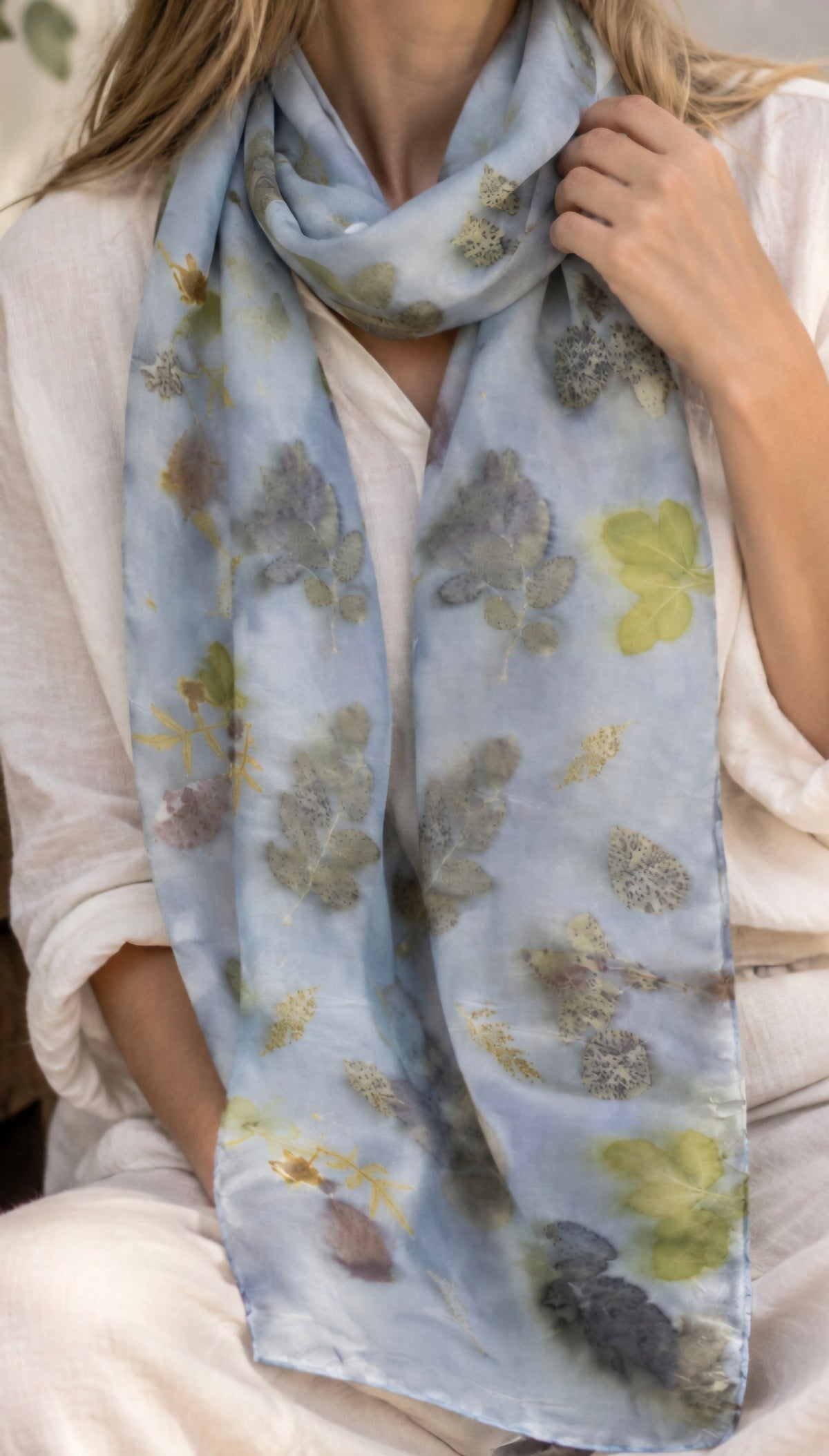 Mist & Memory – Botanical Luxurious Pure Silk Scarf