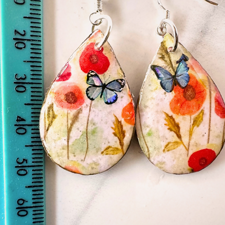 Handmade paper Vibrant Orange & Yellow Floral Earrings