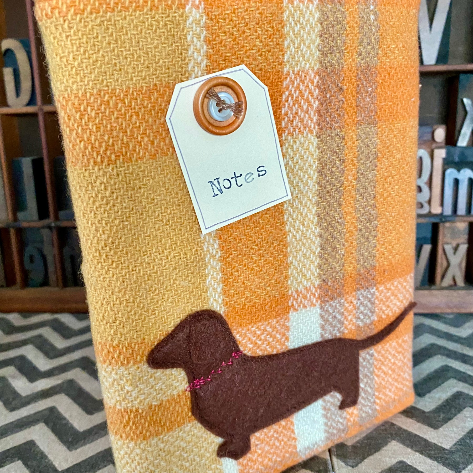 A5 Upcycled Notebook Dachshund - Orange