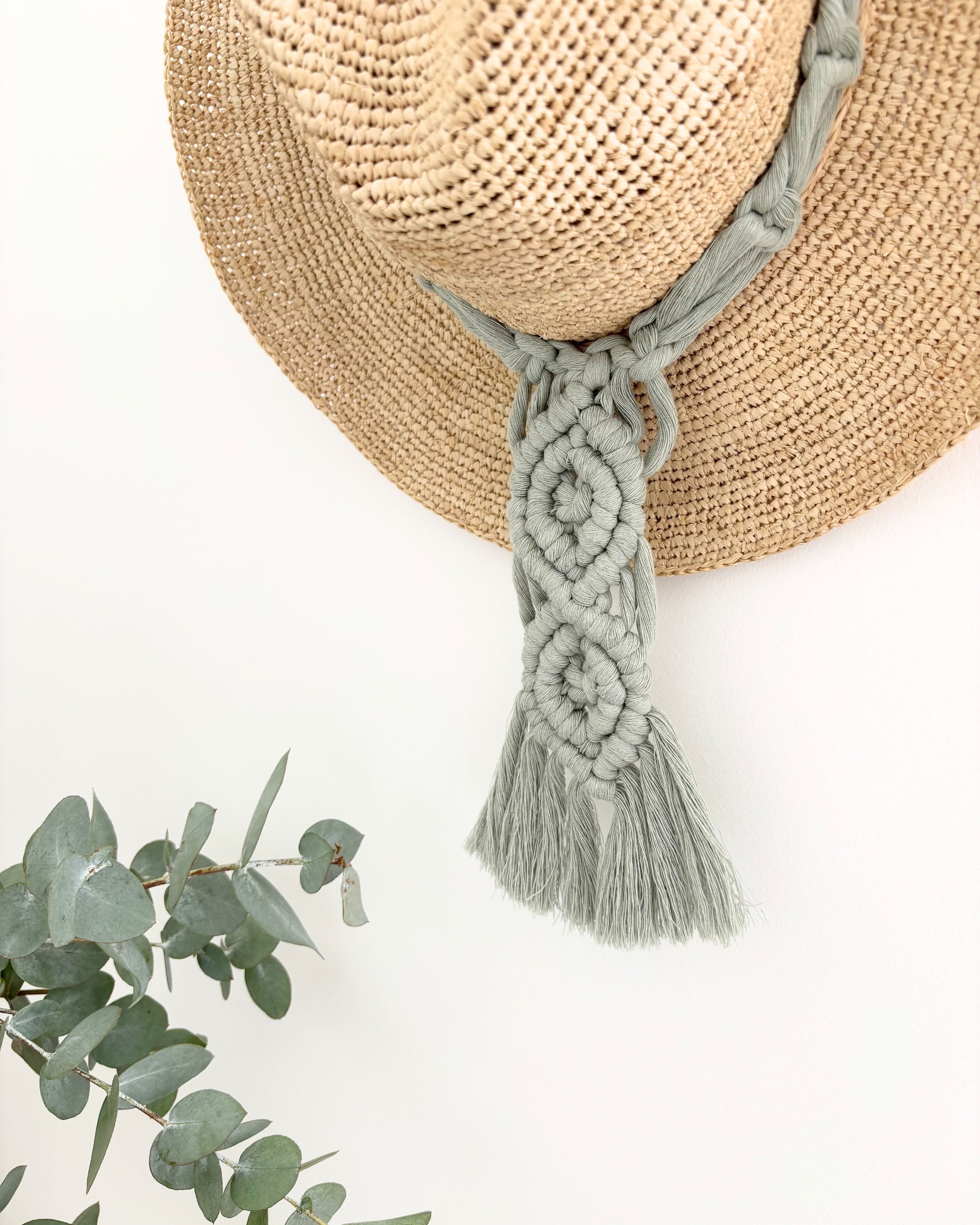Macrame Hat Hanger - Double - Sage Green