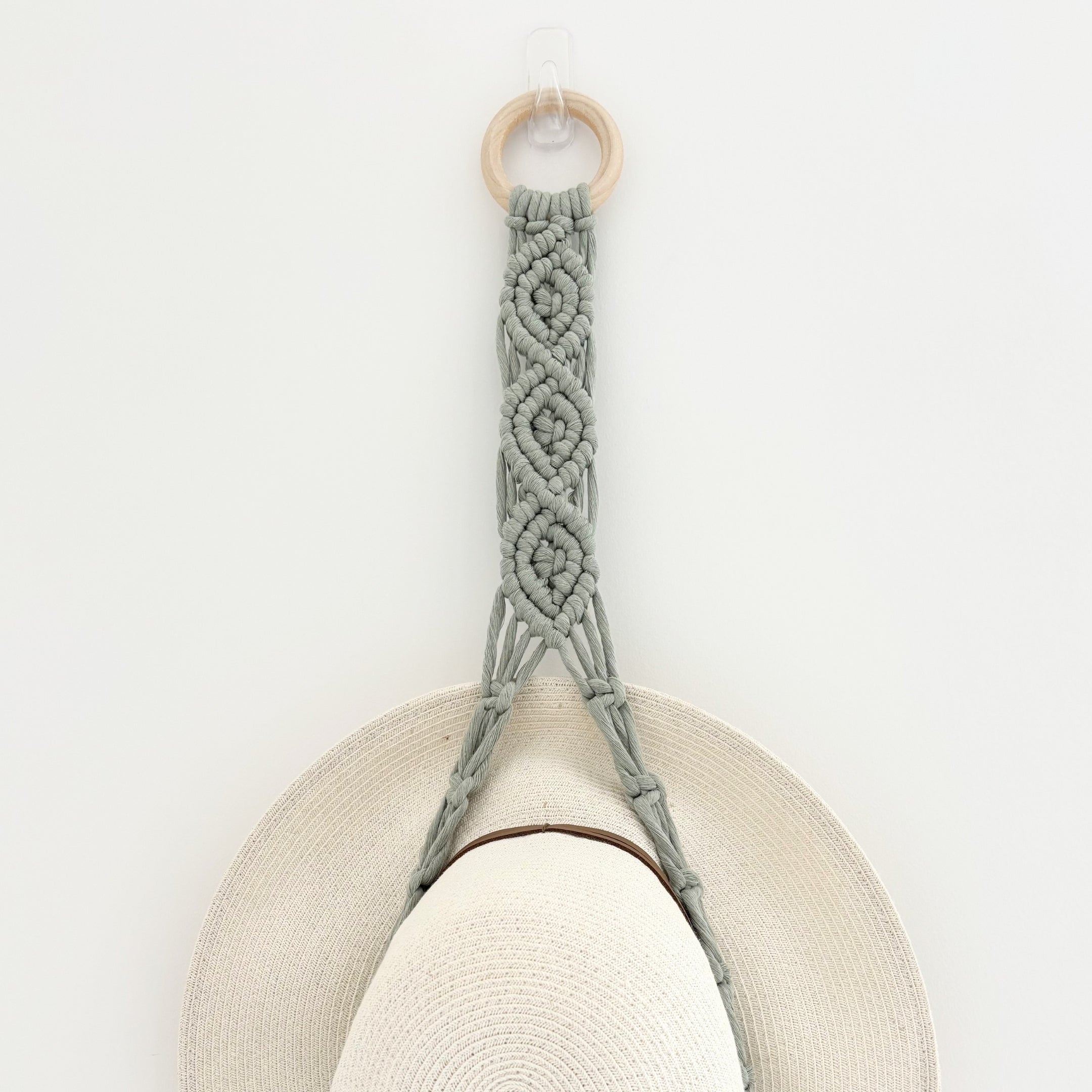 Macrame Hat Hanger - Double - Sage Green