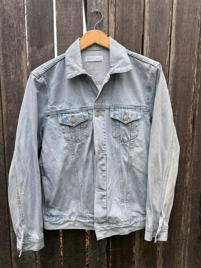 Australian Galah Hand-painted Denim Recycled Jacket (S)