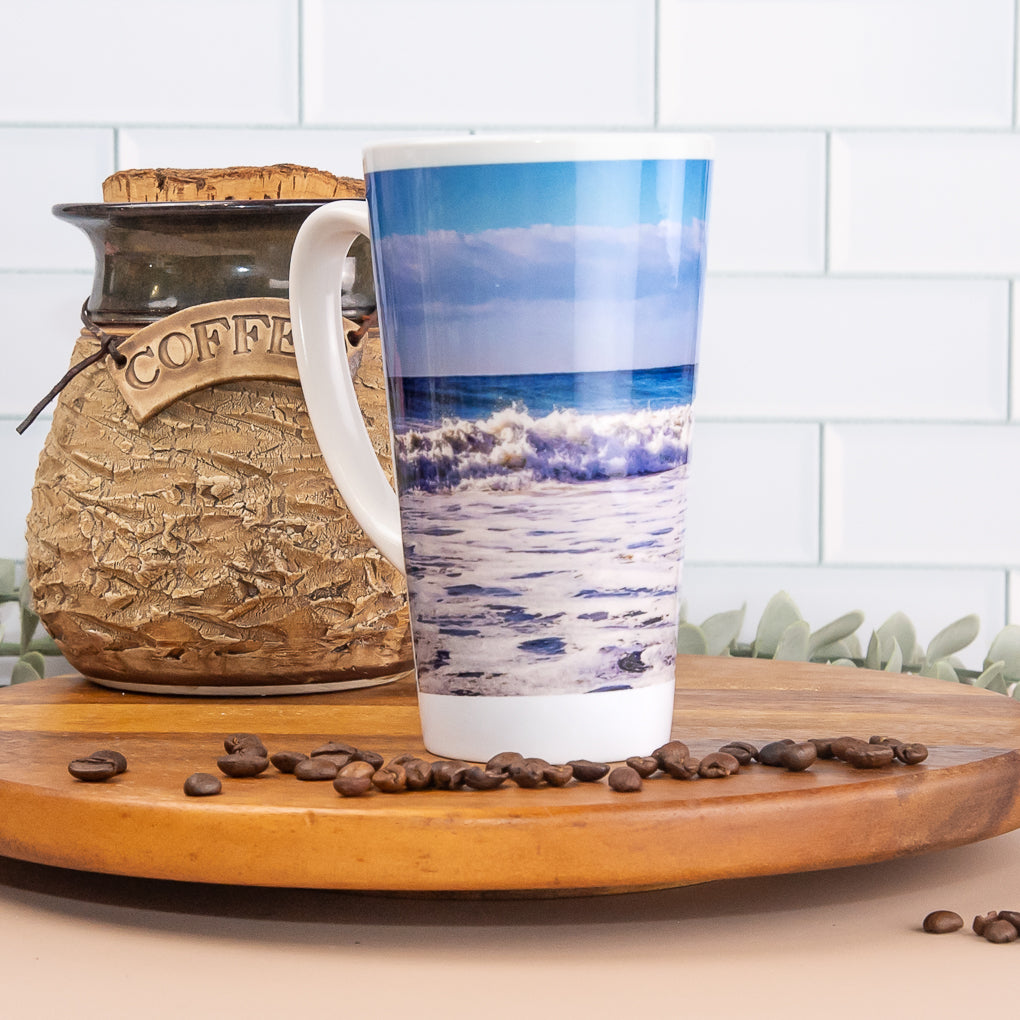 Water Scenes - Latte / Coffee Mugs - Beachscape, Australasian Darter