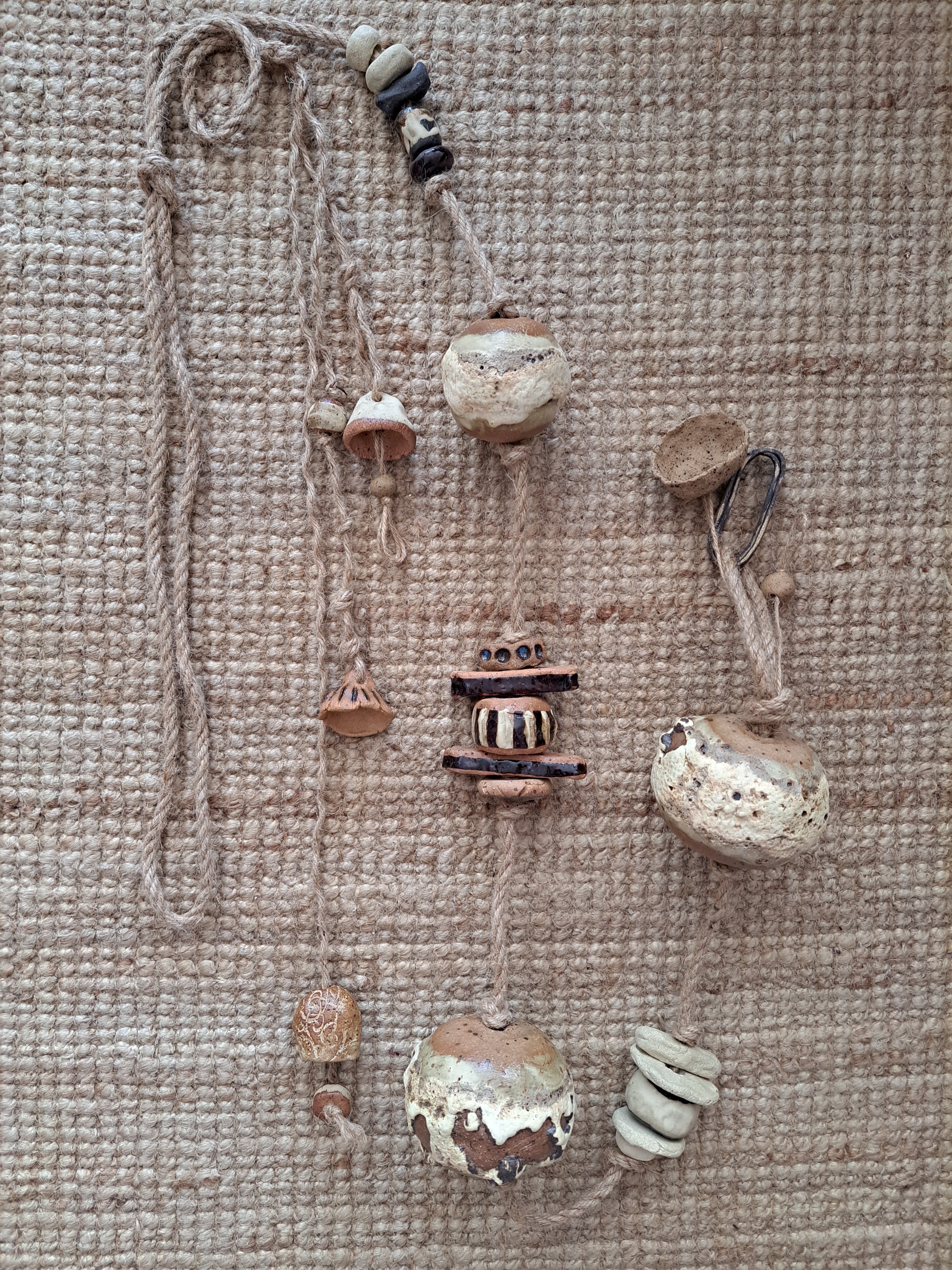 Substantial Contemporary Hanging Wall Art - Ceramic Bells, Chimes, Beads