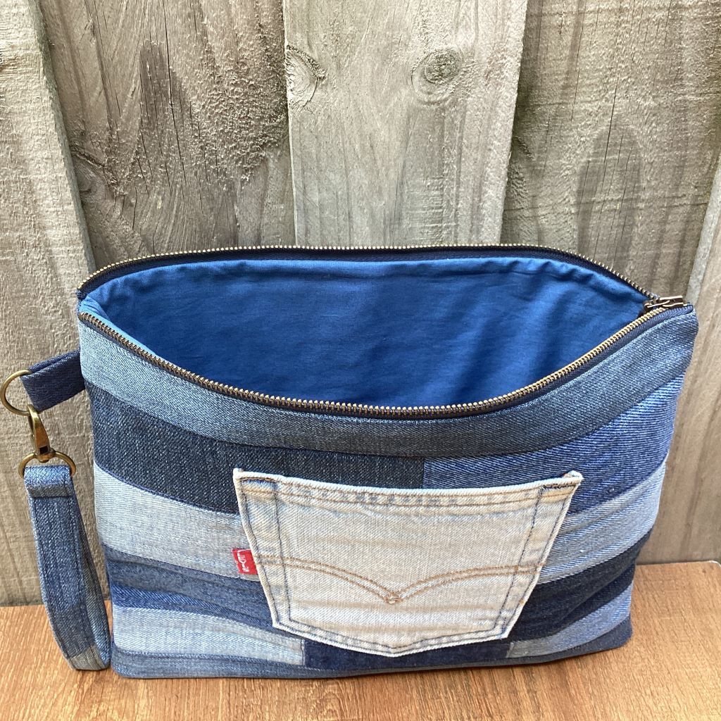 Large Upcycled Denim Pouch #1 – Back Pocket