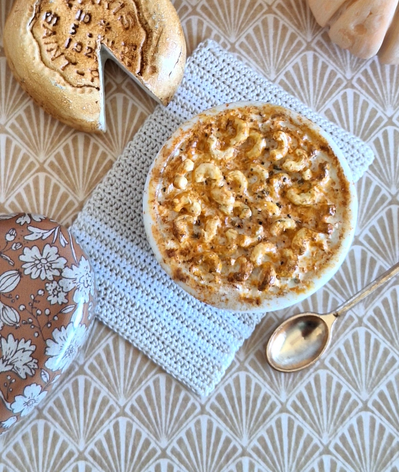 Baked Macaroni and Cheese (with metal serving spoon)
