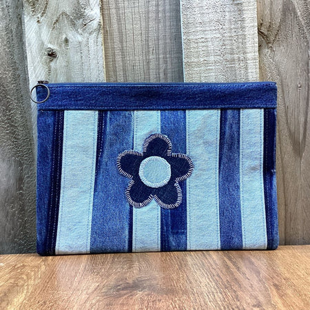 Handmade Upcycled Denim Pencil Case – Denim Flower