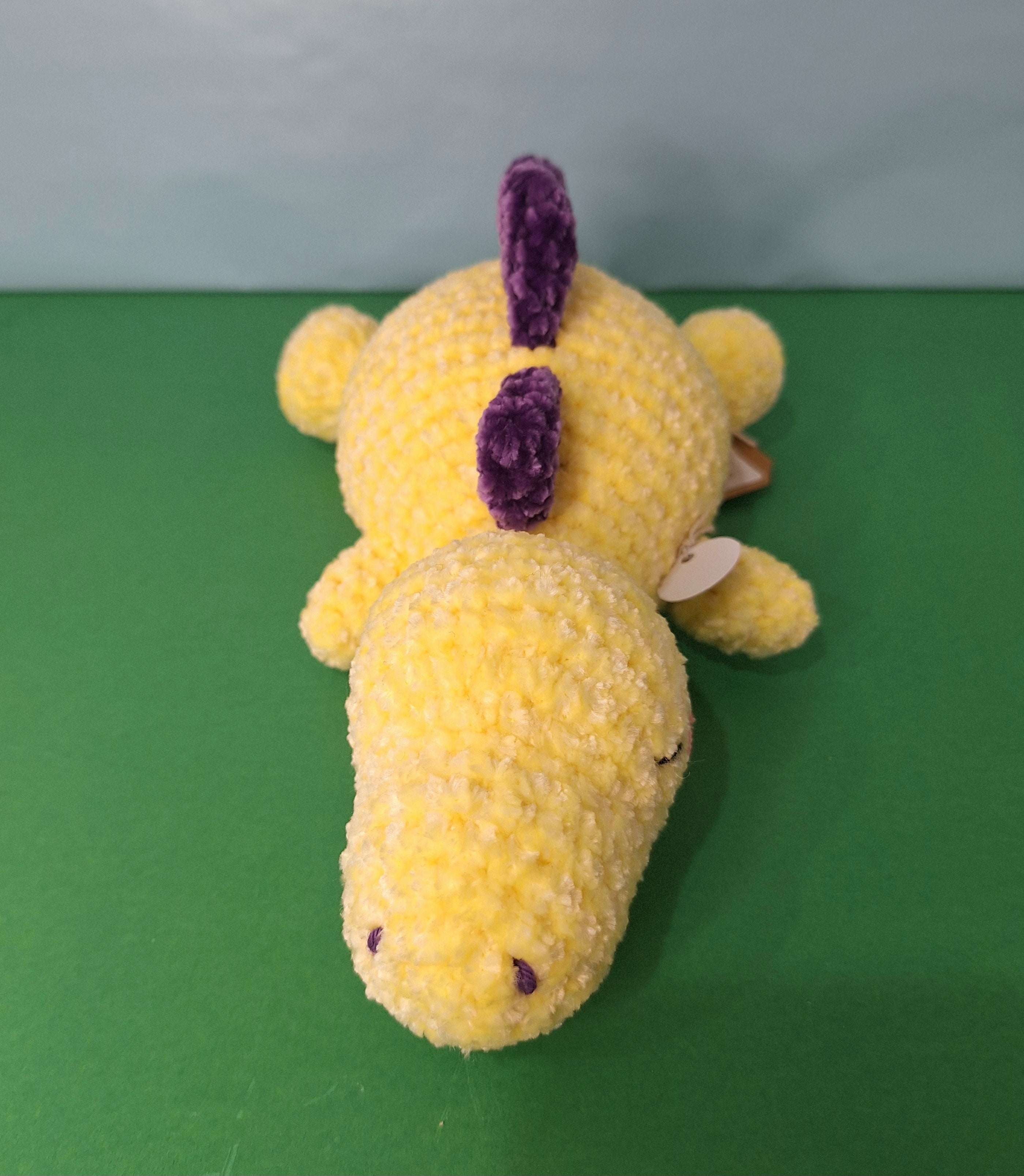 Yellow Sleepy Velvet Dinosaur- Plush Cuddle Toy