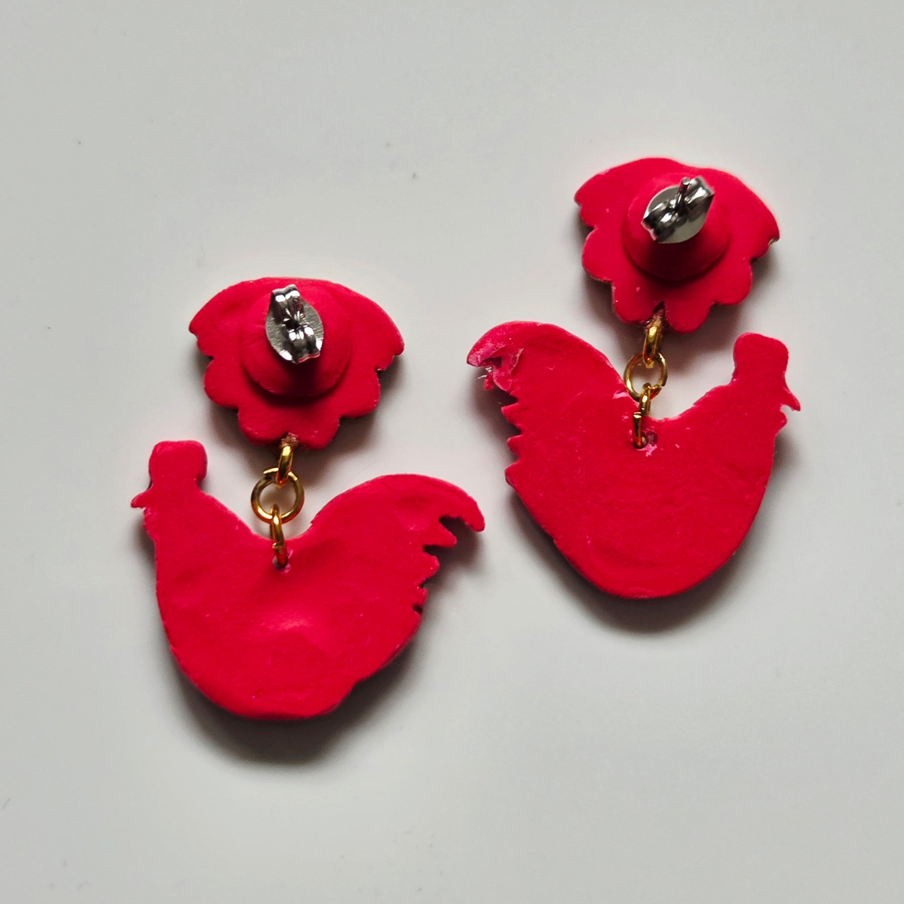 Pink Rooster Dangles
