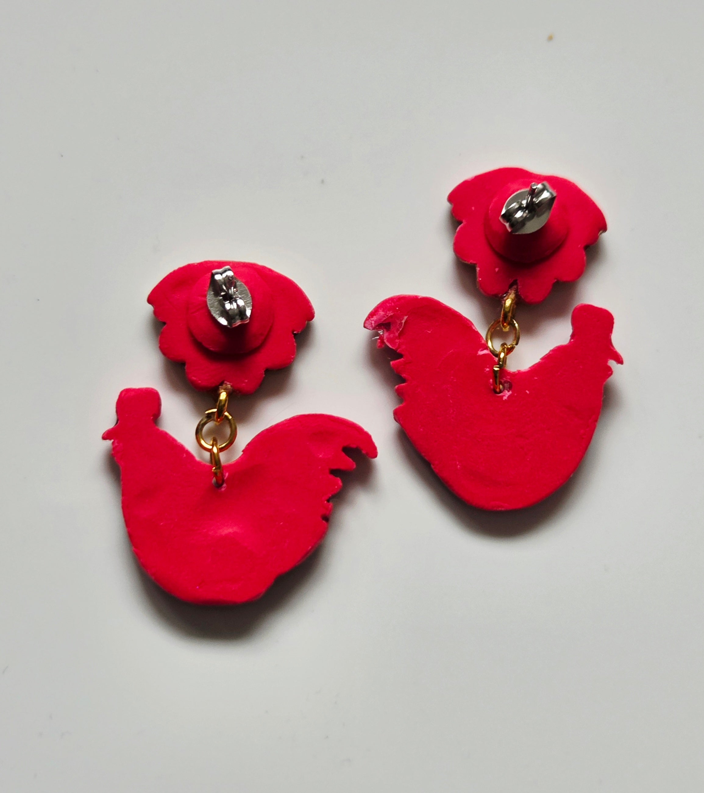Pink Rooster Dangles