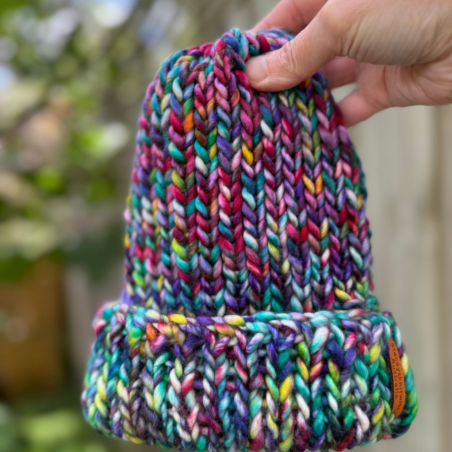 Hand knitted beanie, merino beanie, rainbow beanie