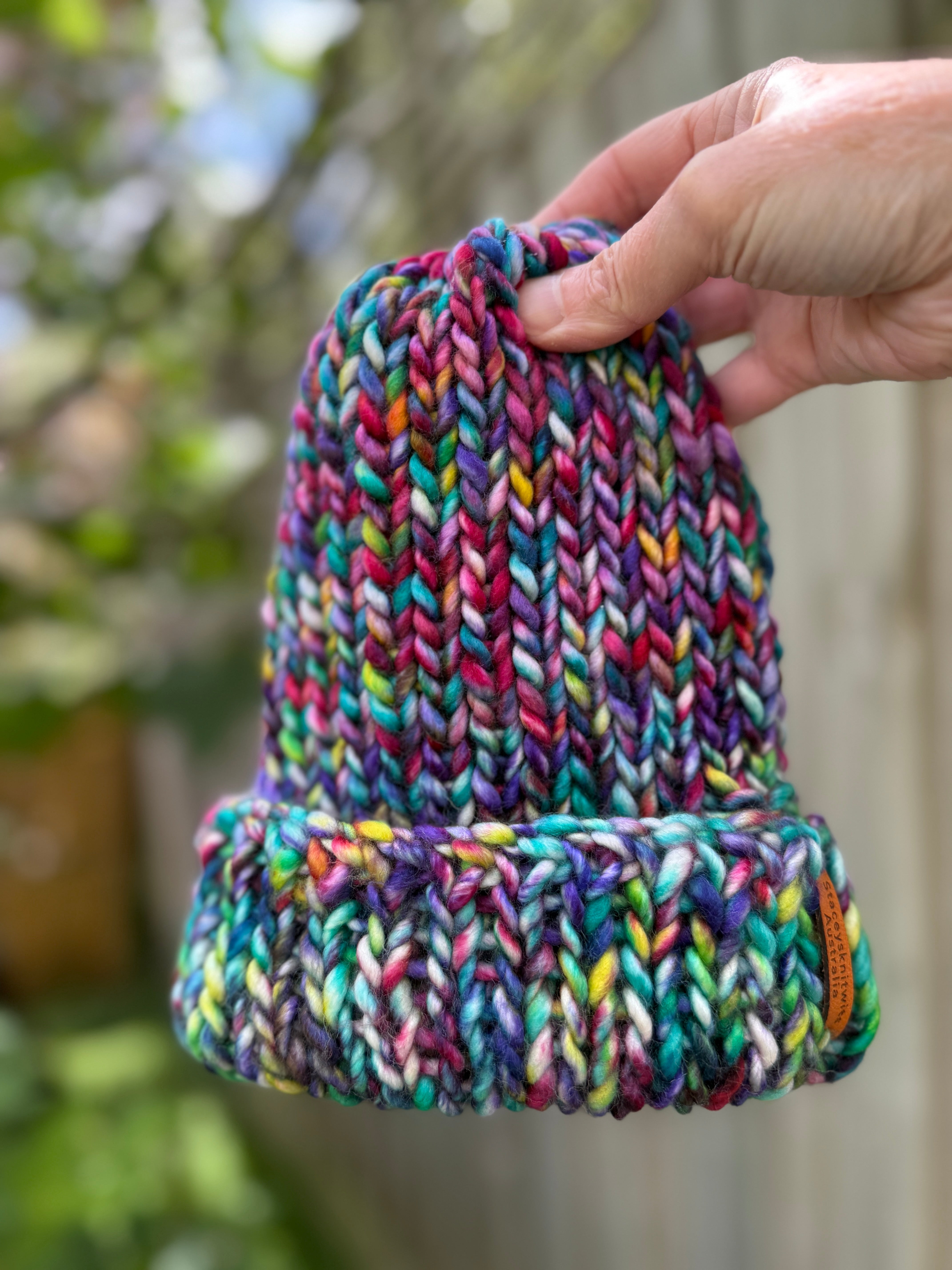 Hand knitted beanie, merino beanie, rainbow beanie