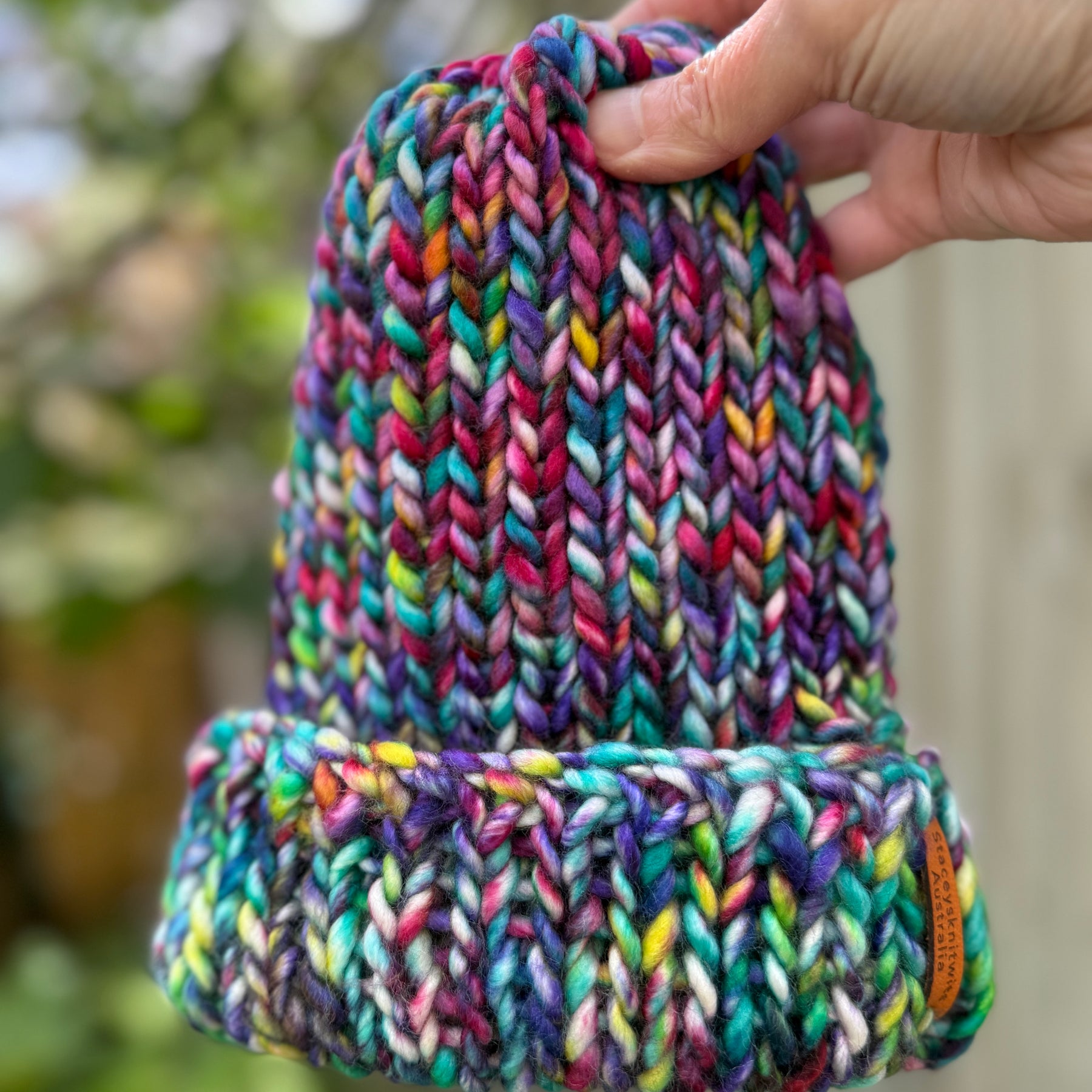 Hand knitted beanie, merino beanie, rainbow beanie