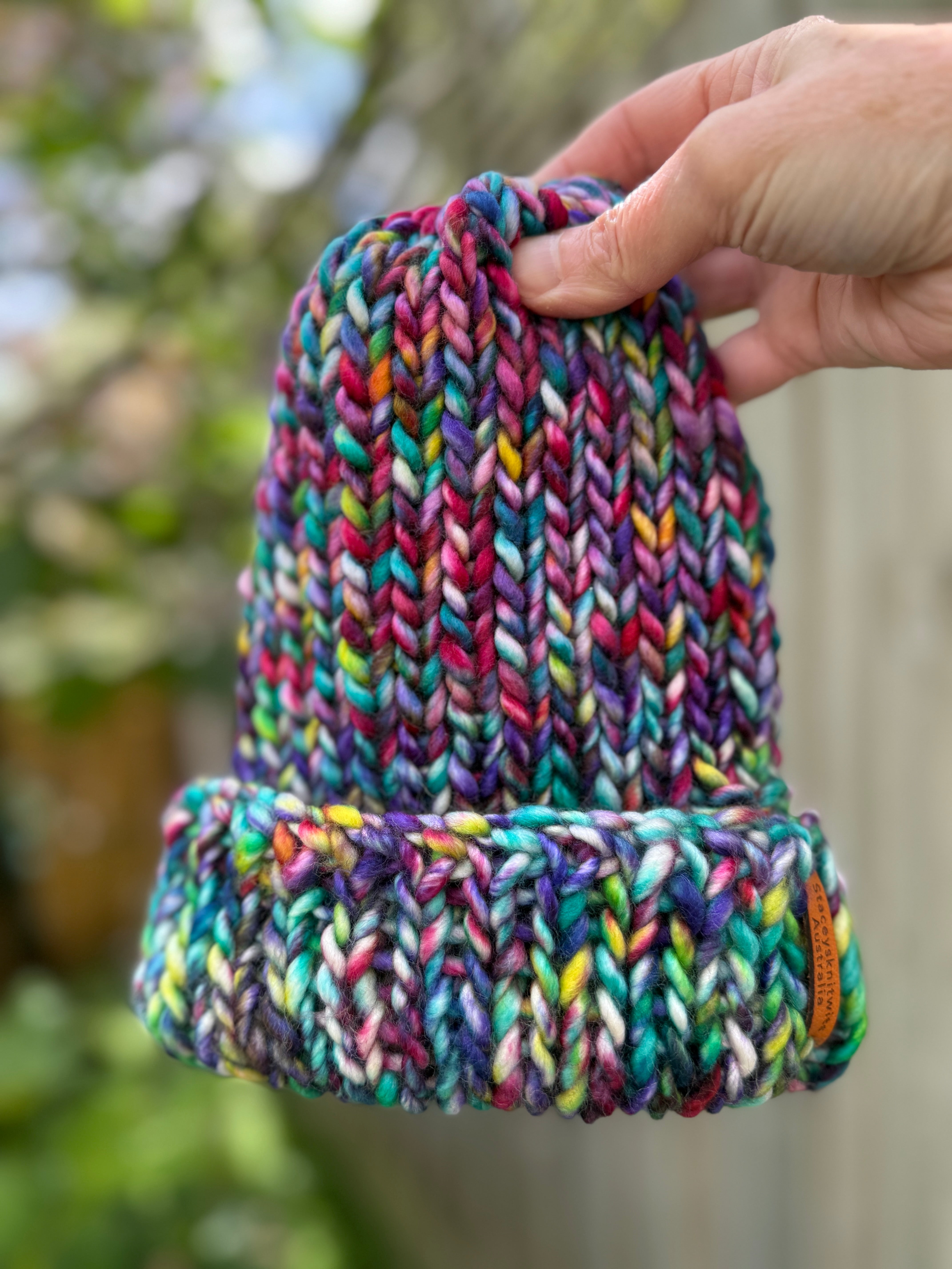 Hand knitted beanie, merino beanie, rainbow beanie