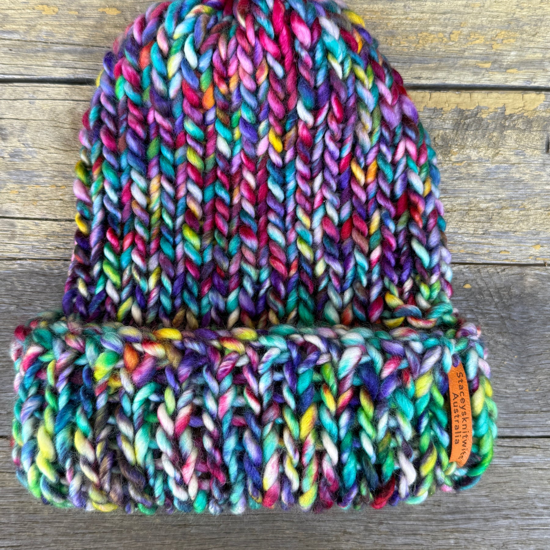 Hand knitted beanie, merino beanie, rainbow beanie