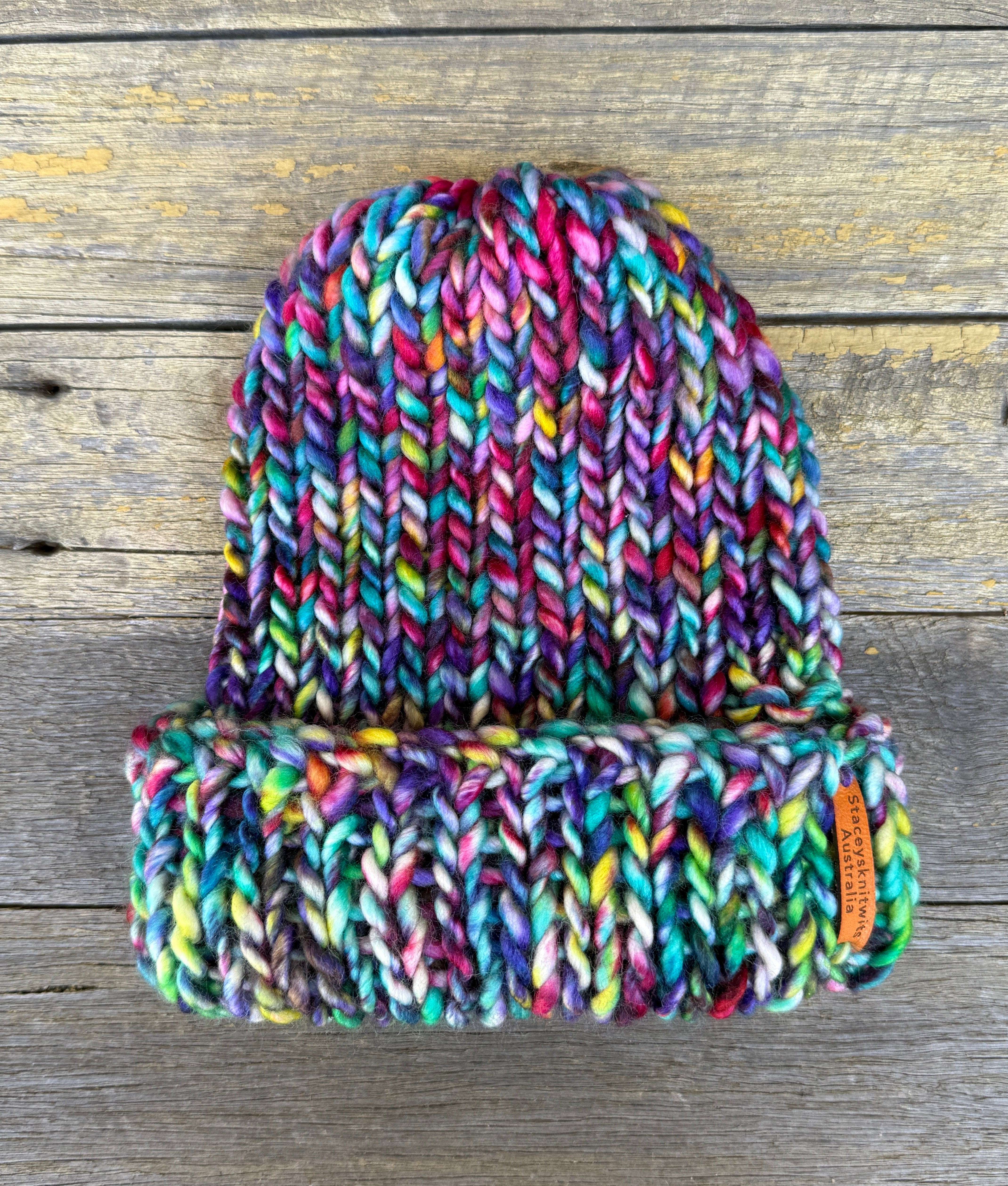 Hand knitted beanie, merino beanie, rainbow beanie