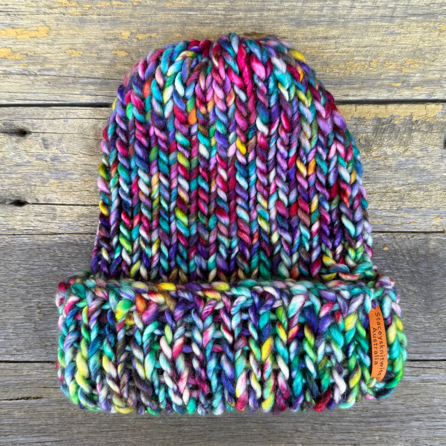 Hand knitted beanie, merino beanie, rainbow beanie