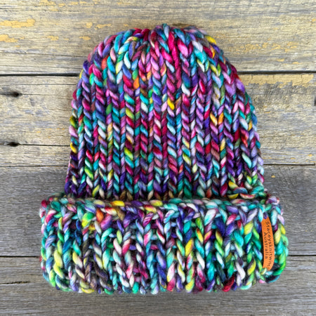 Hand knitted beanie, merino beanie, rainbow beanie