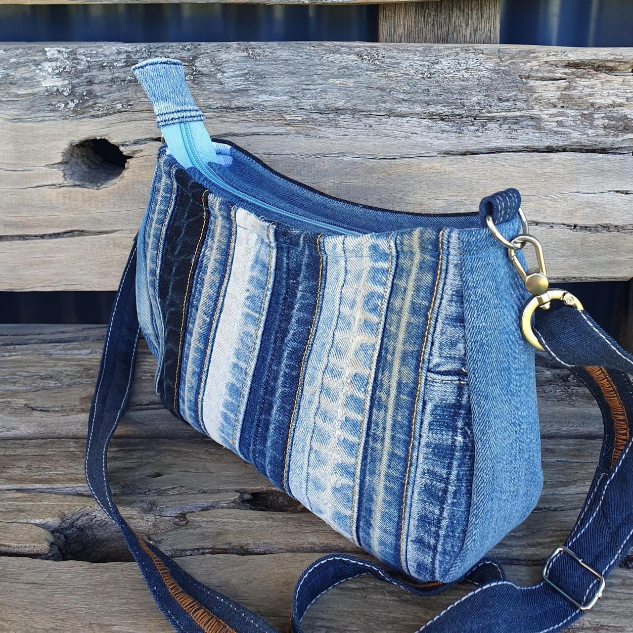 Recycled Blue Denim Shoulder Bag