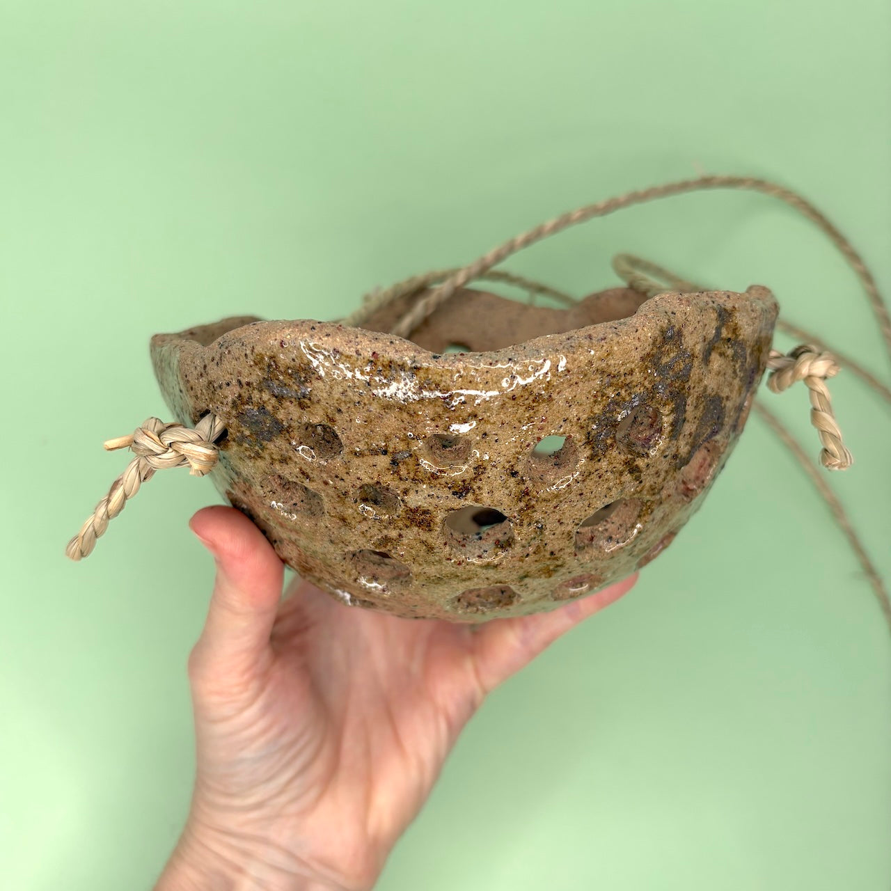 Ceramic dome hanging orchid pot