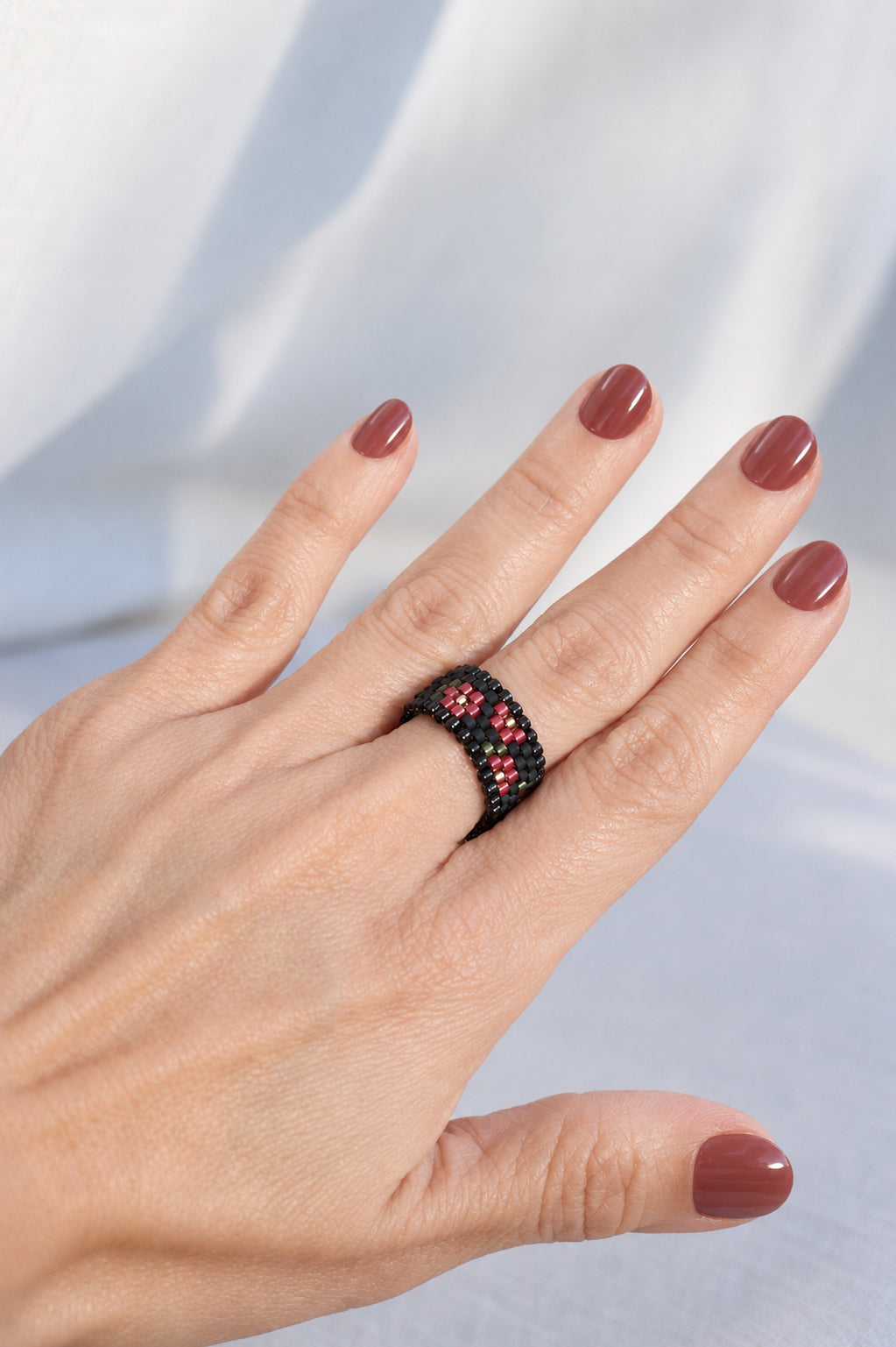 Personalised Beaded Vintage Petal Ring