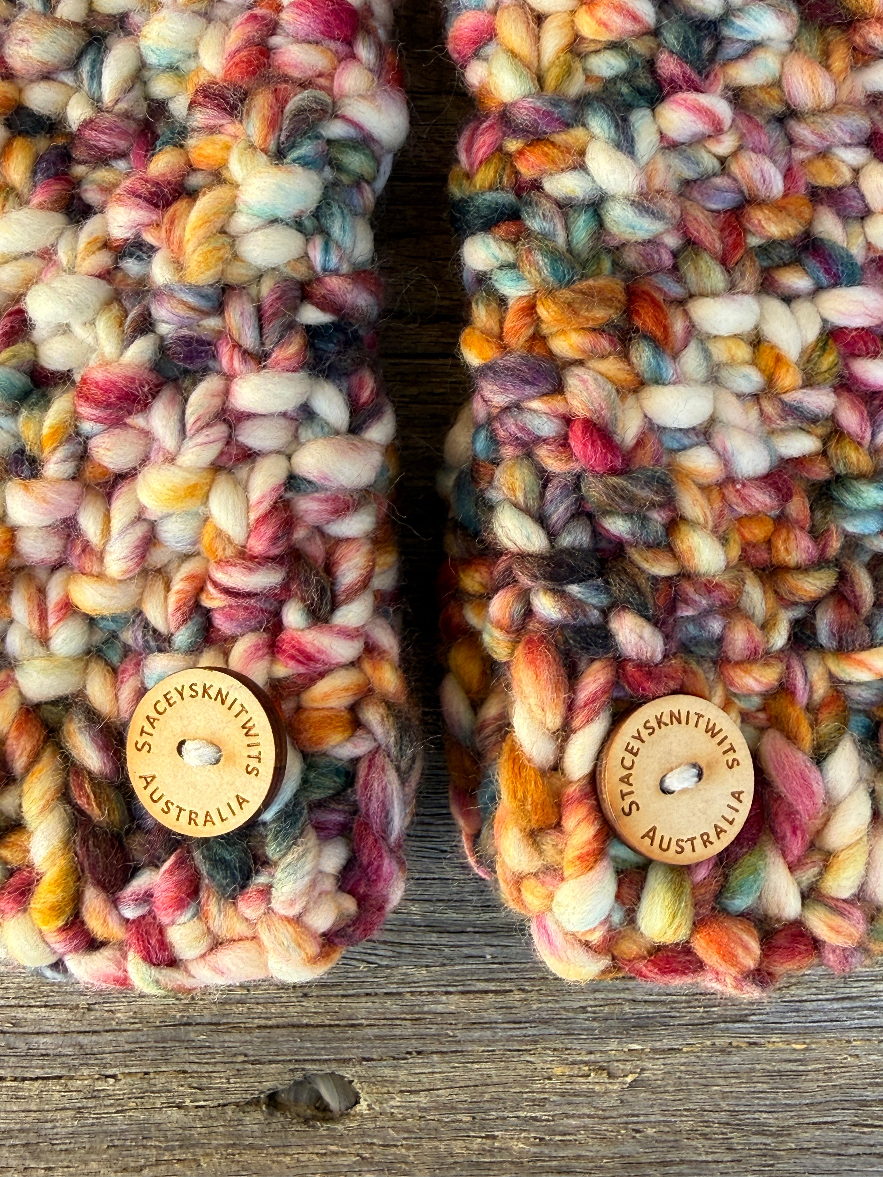 Hand knitted fingerless gloves, chunky warm merino texting gloves