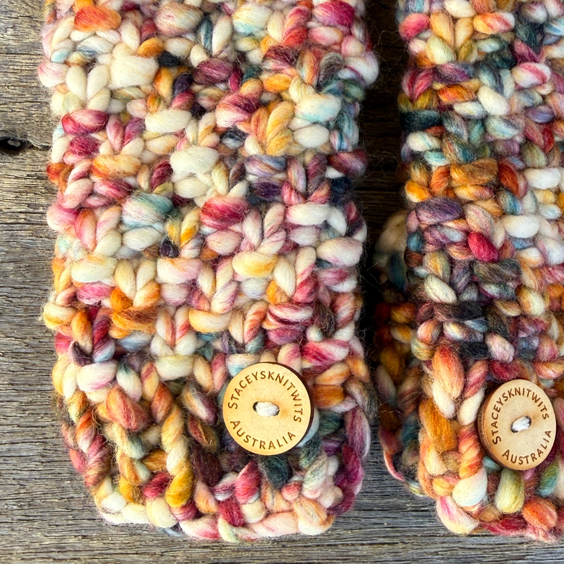 Hand knitted fingerless gloves, chunky warm merino texting gloves