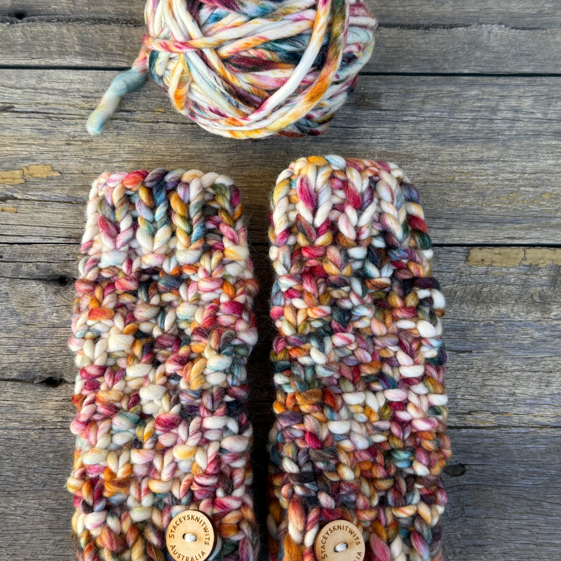 Hand knitted fingerless gloves, chunky warm merino texting gloves