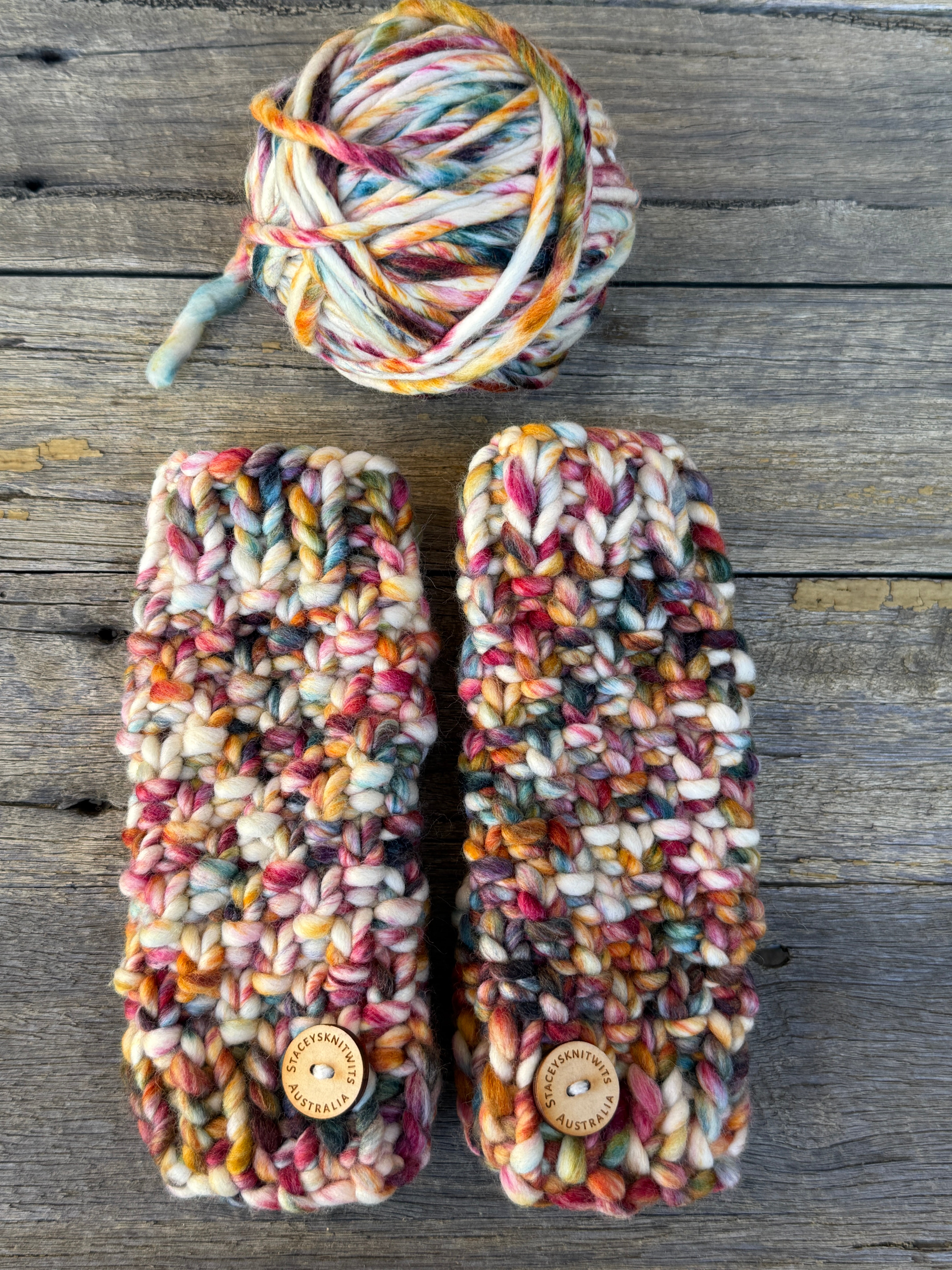 Hand knitted fingerless gloves, chunky warm merino texting gloves