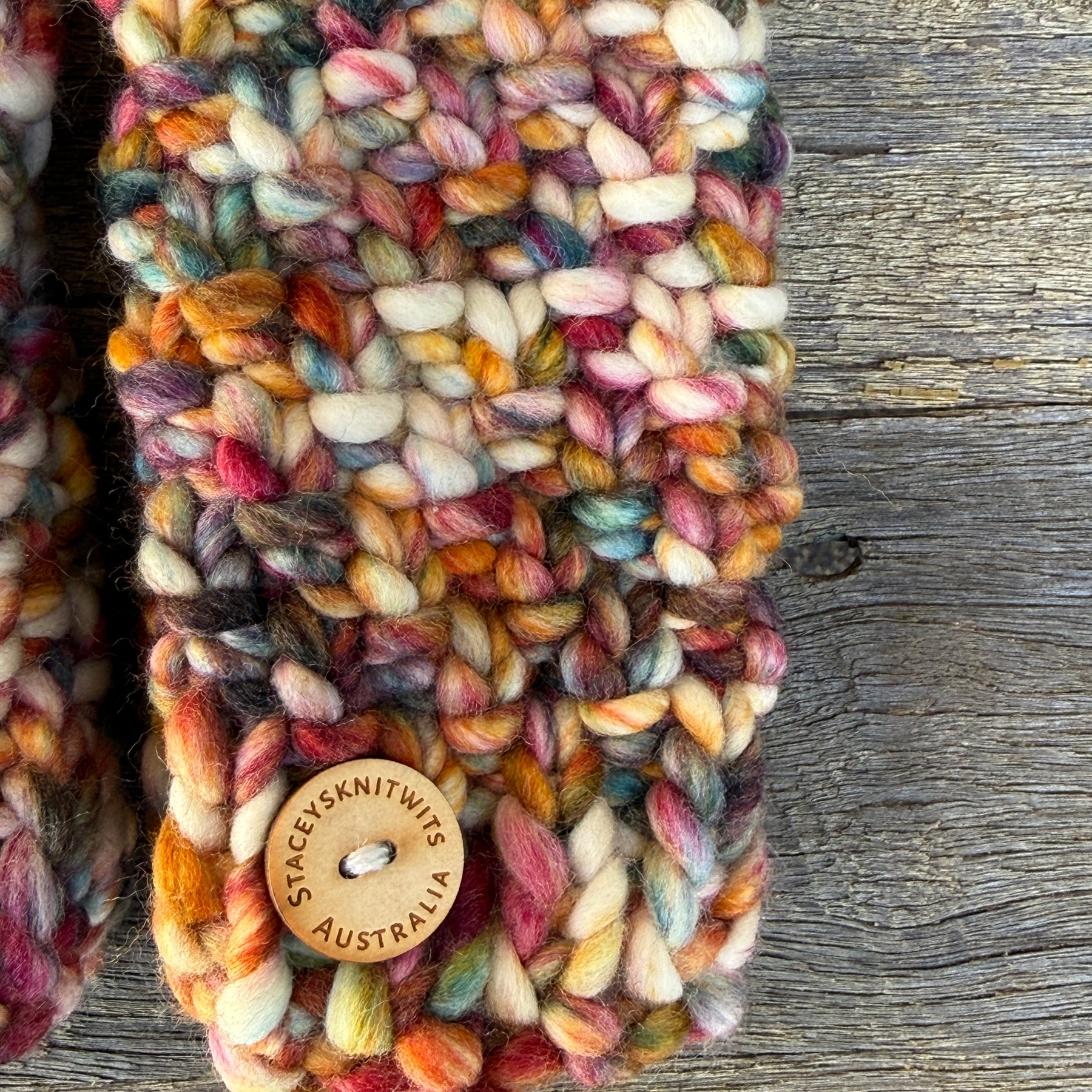 Hand knitted fingerless gloves, chunky warm merino texting gloves