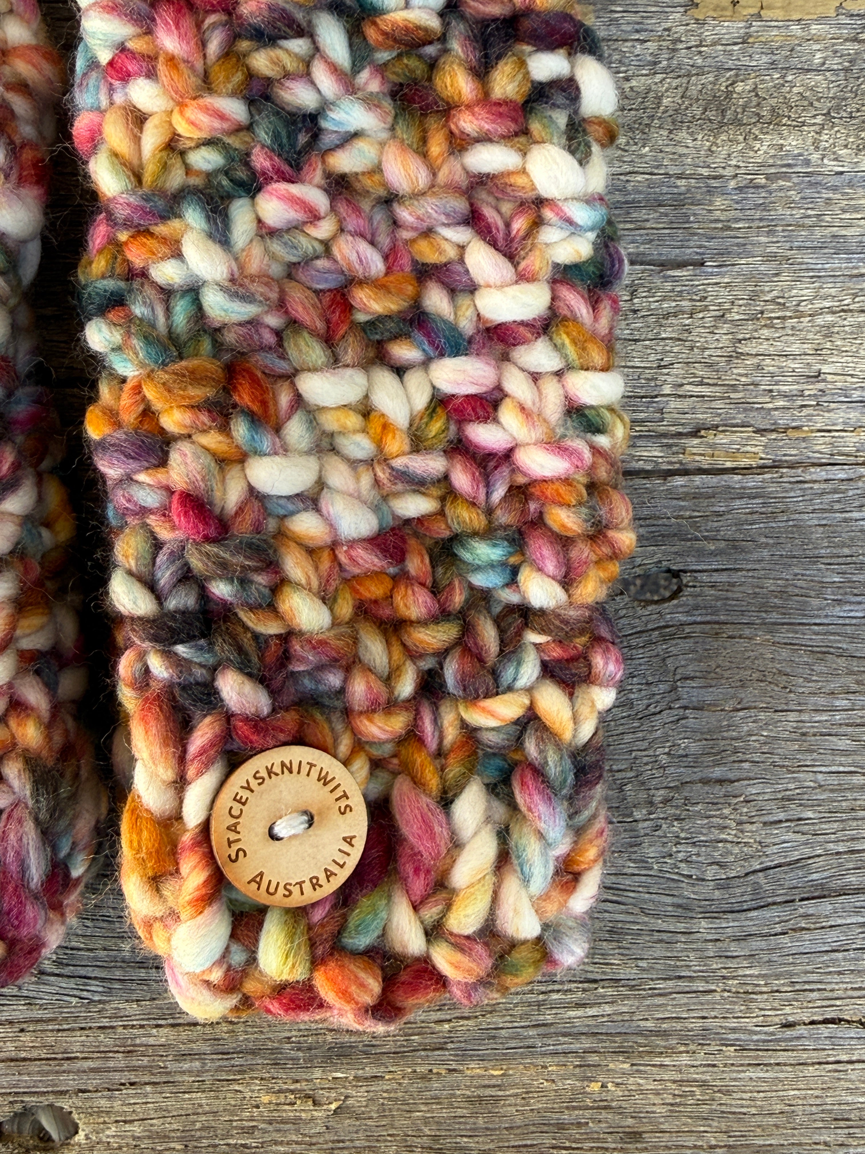Hand knitted fingerless gloves, chunky warm merino texting gloves