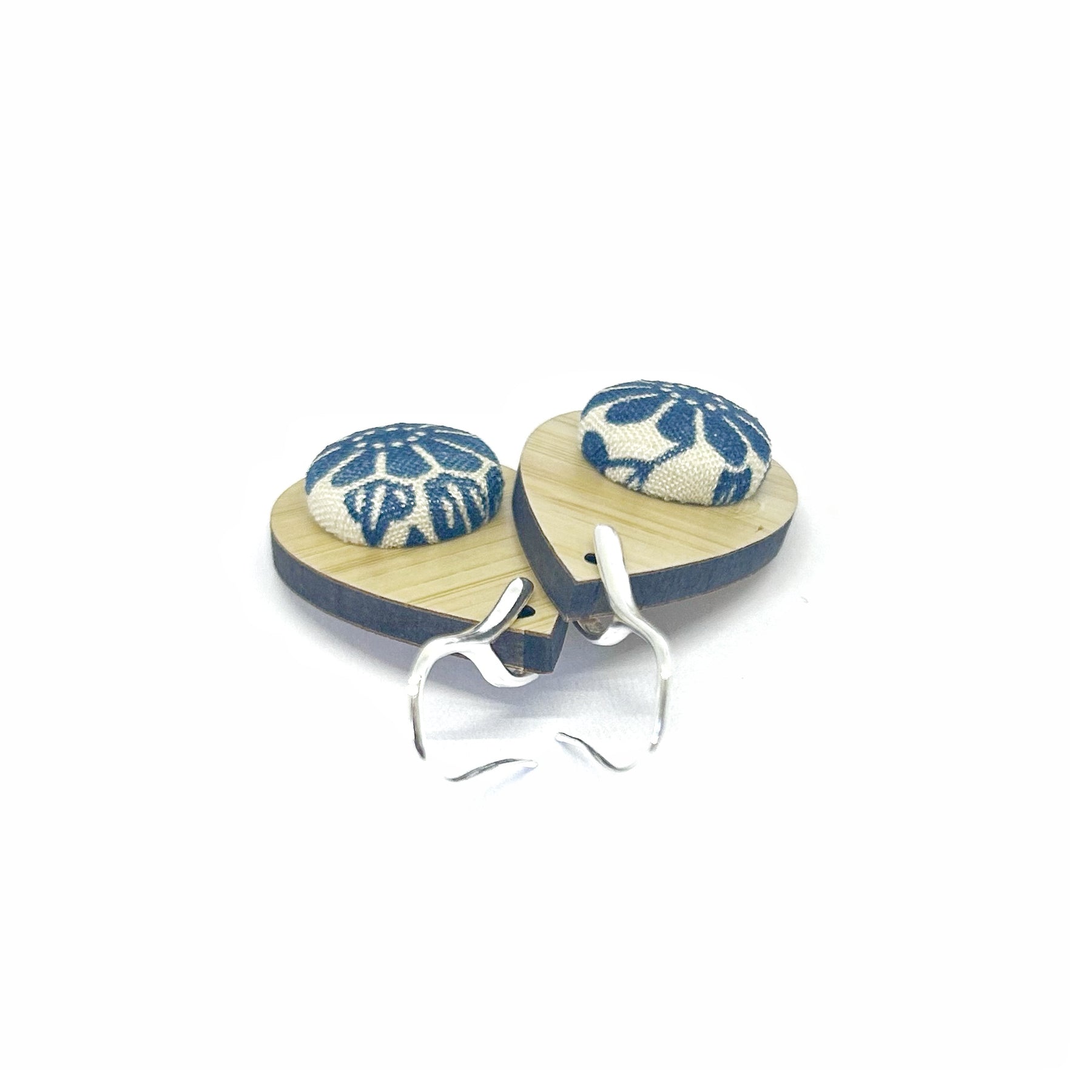 Kimono XL Tear Drop Earrings - Blue Daisy