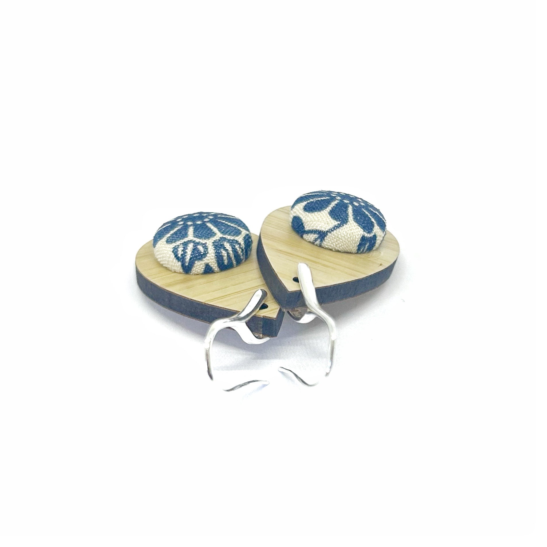 Kimono XL Tear Drop Earrings - Blue Daisy
