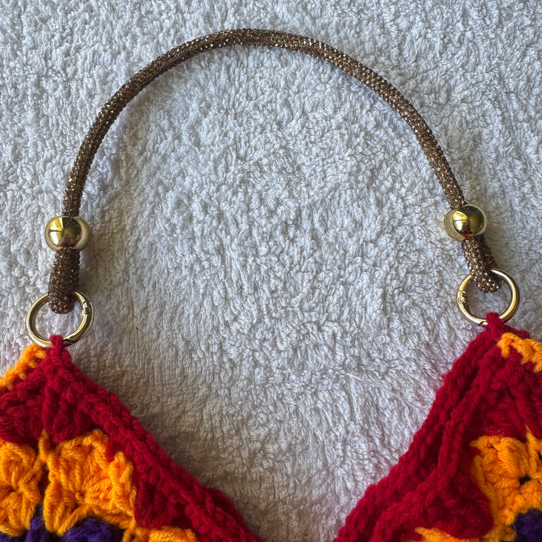 Handmade Vibrant Autumn Granny Square Shoulder Bag