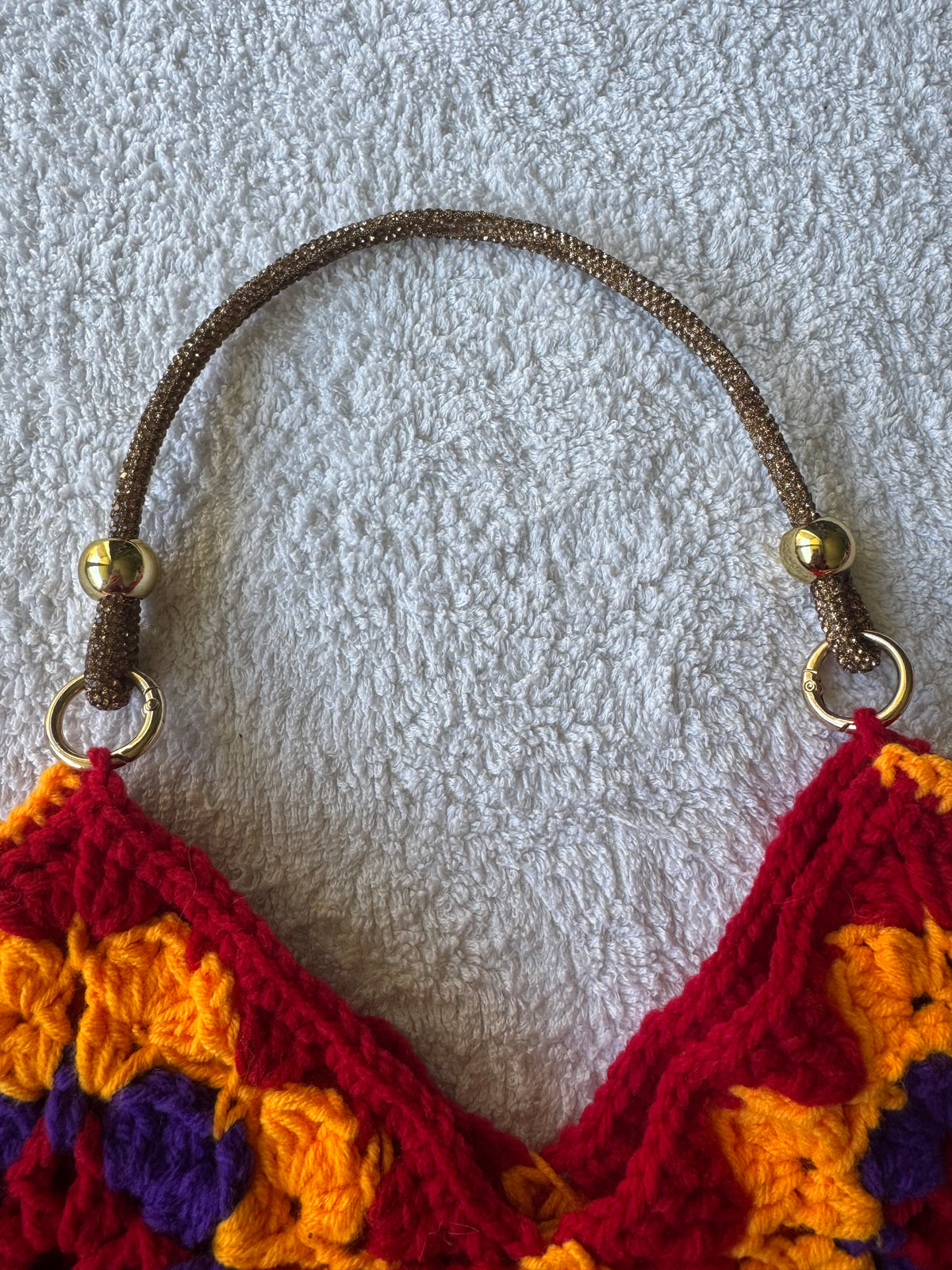 Handmade Vibrant Autumn Granny Square Shoulder Bag