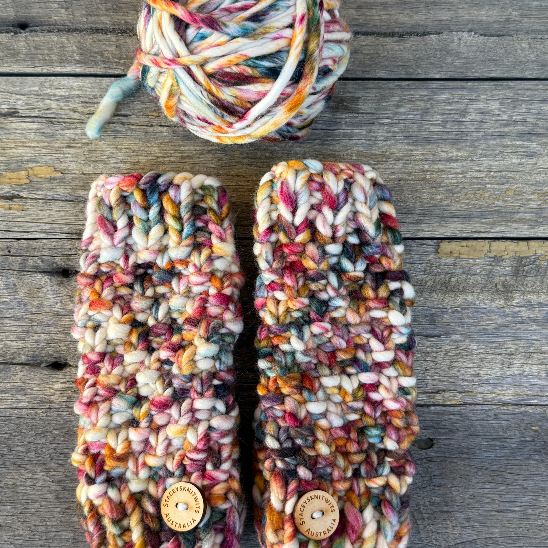 Hand knitted fingerless gloves, chunky warm merino texting gloves