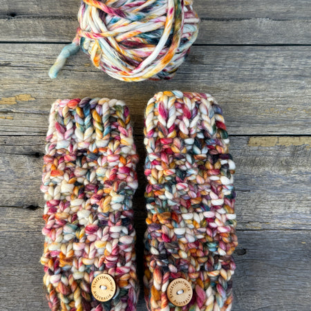 Hand knitted fingerless gloves, chunky warm merino texting gloves