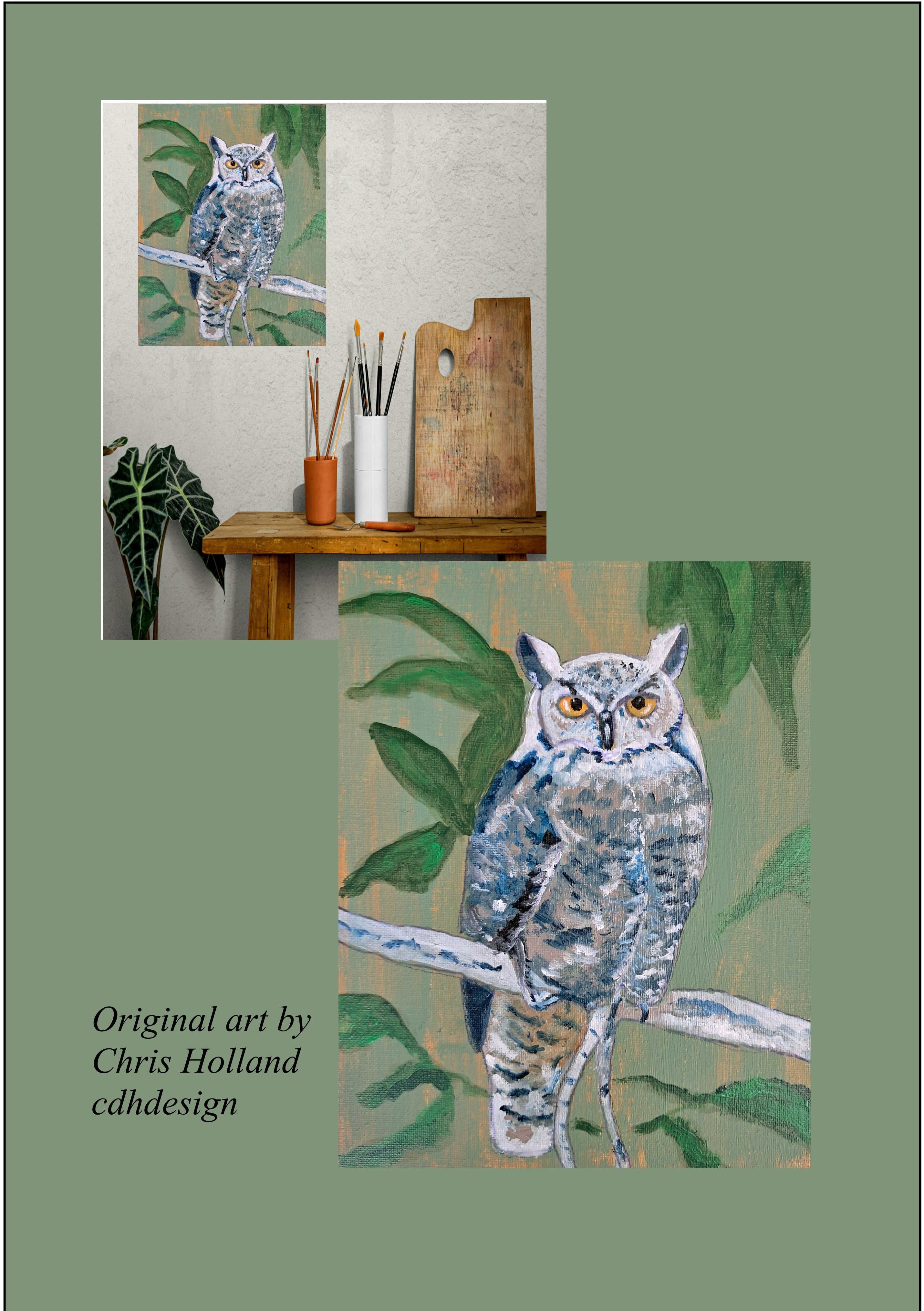Owl Art. Great Horned Owl
