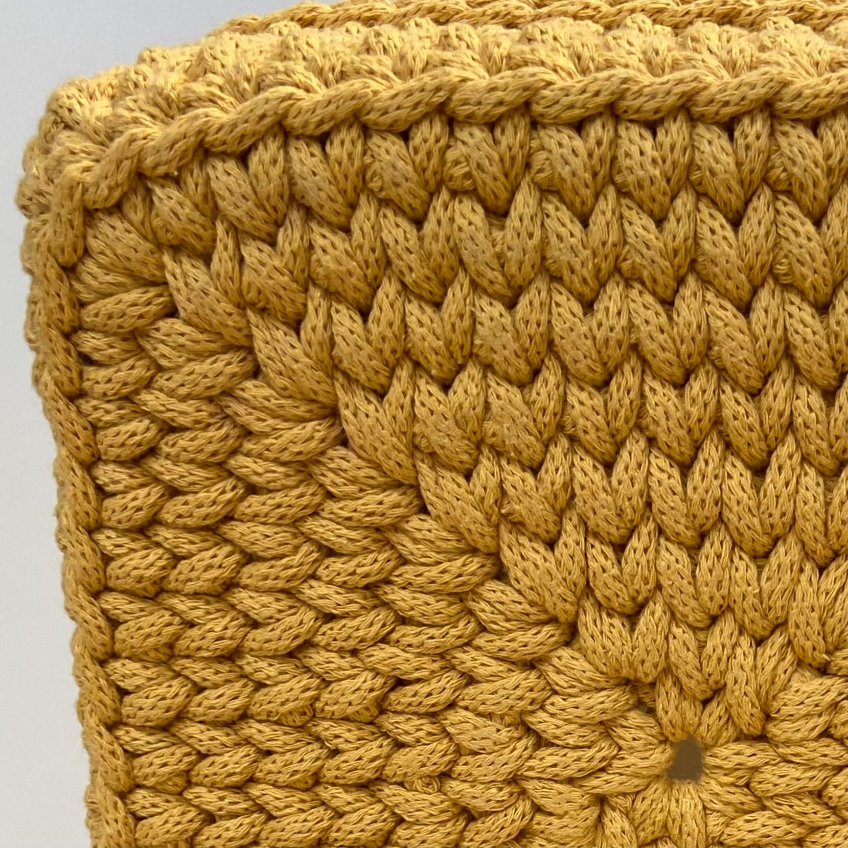 Handmade Crochet Basket - Mustard - Large